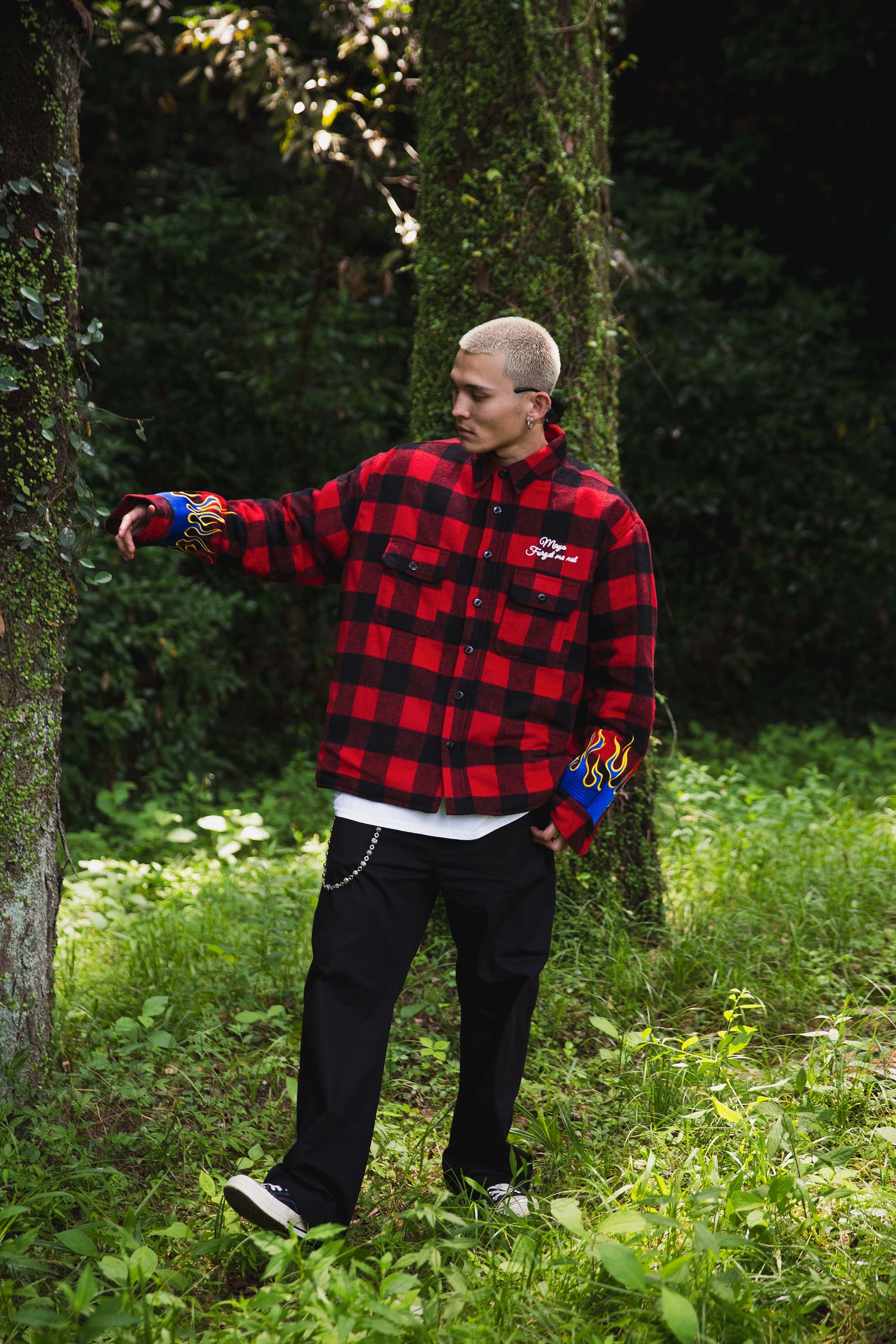 FIRE EMBROIDERY CHECK SHIRT JKT