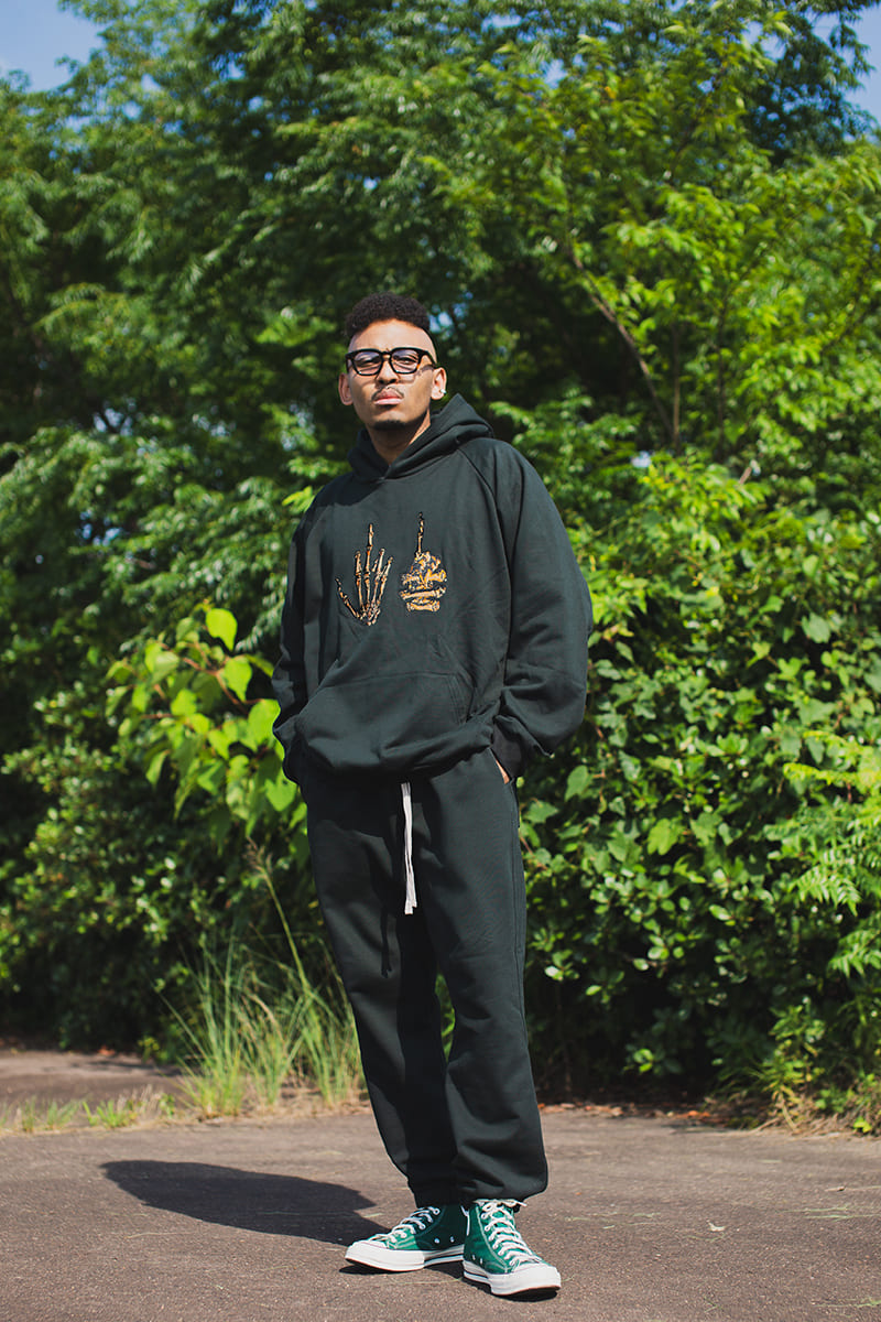 F●CKIN F●CK EMBROIDERY HOODIE - DARK GREEN