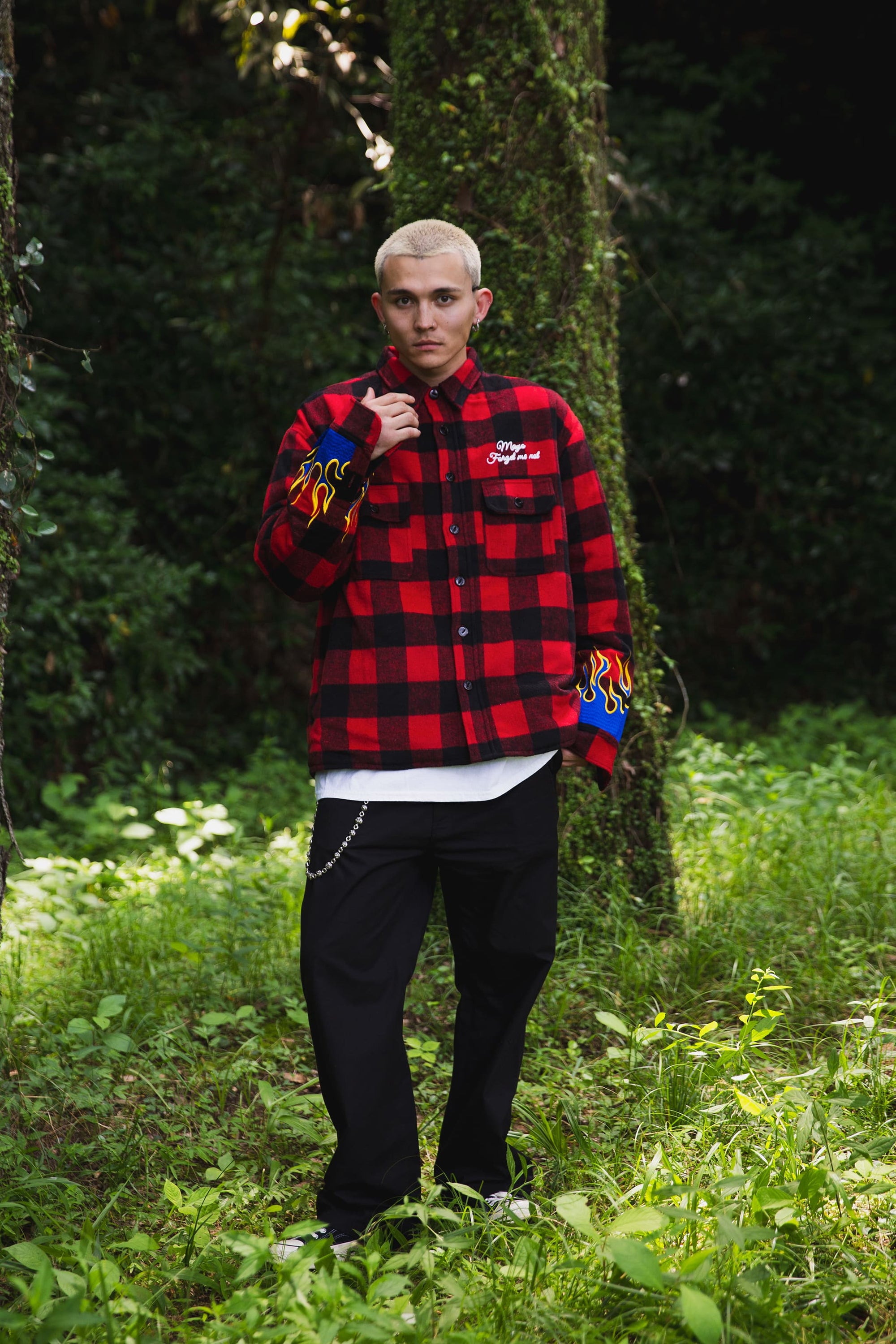 FIRE EMBROIDERY CHECK SHIRT JKT