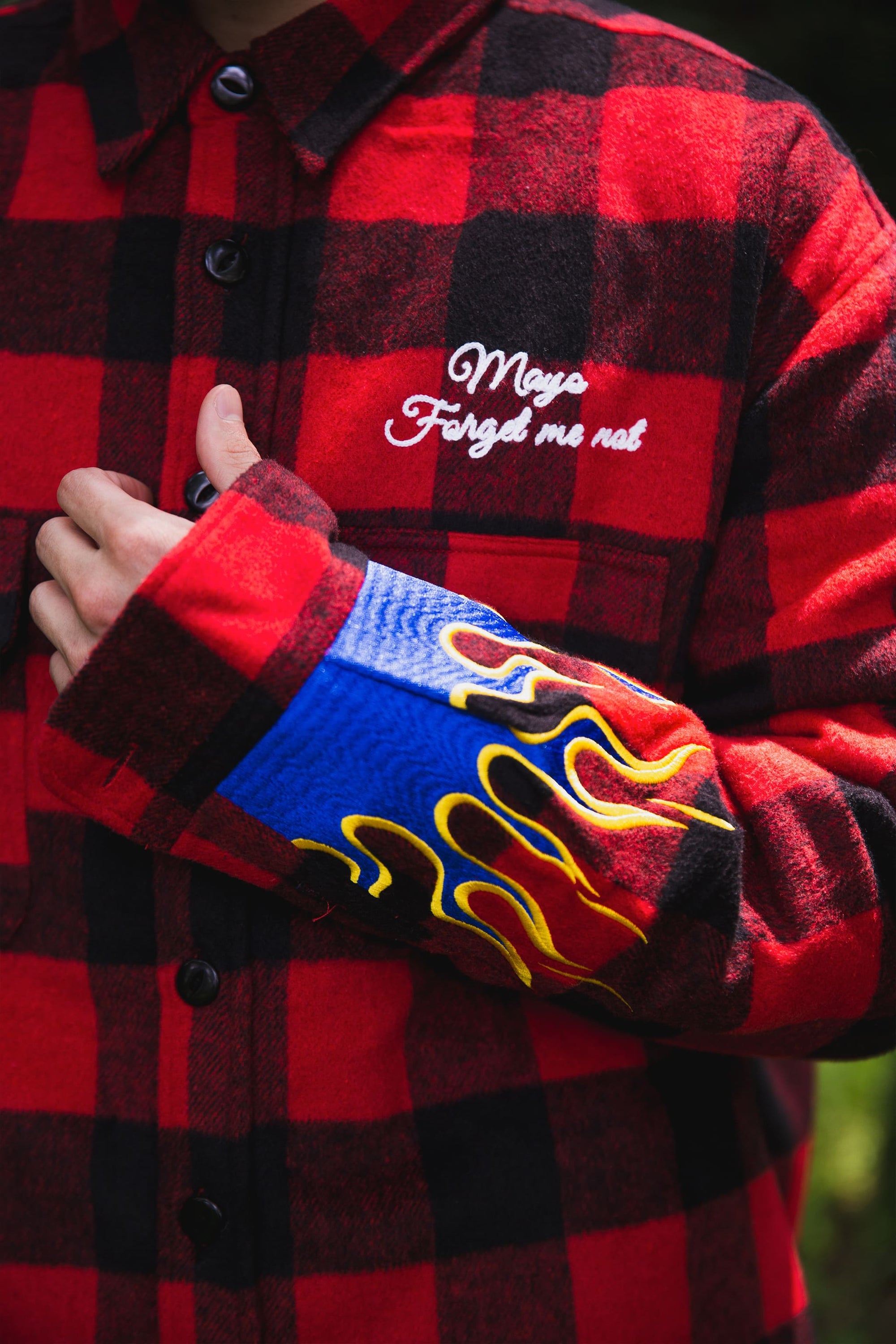 FIRE EMBROIDERY CHECK SHIRT JKT