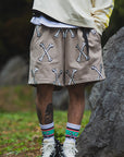 MAYO CROSS BONES Embroidery Sweat Shorts - BEIGE