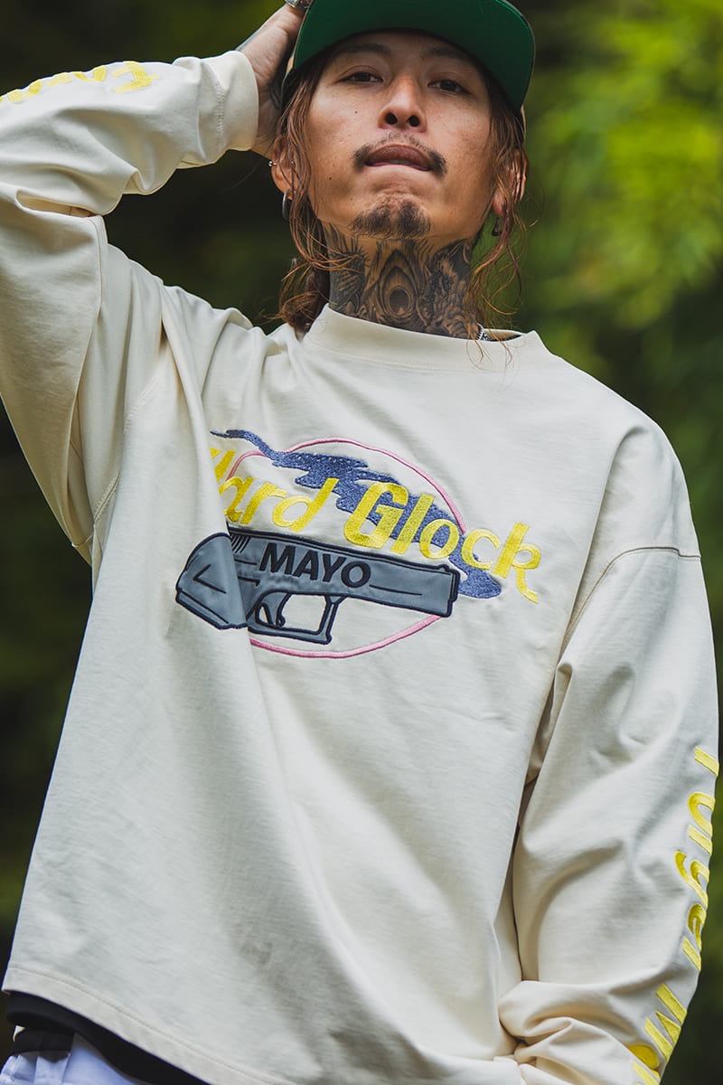 Hard Glock MAYO Embroidery Long Sleeve Tee - WHITE