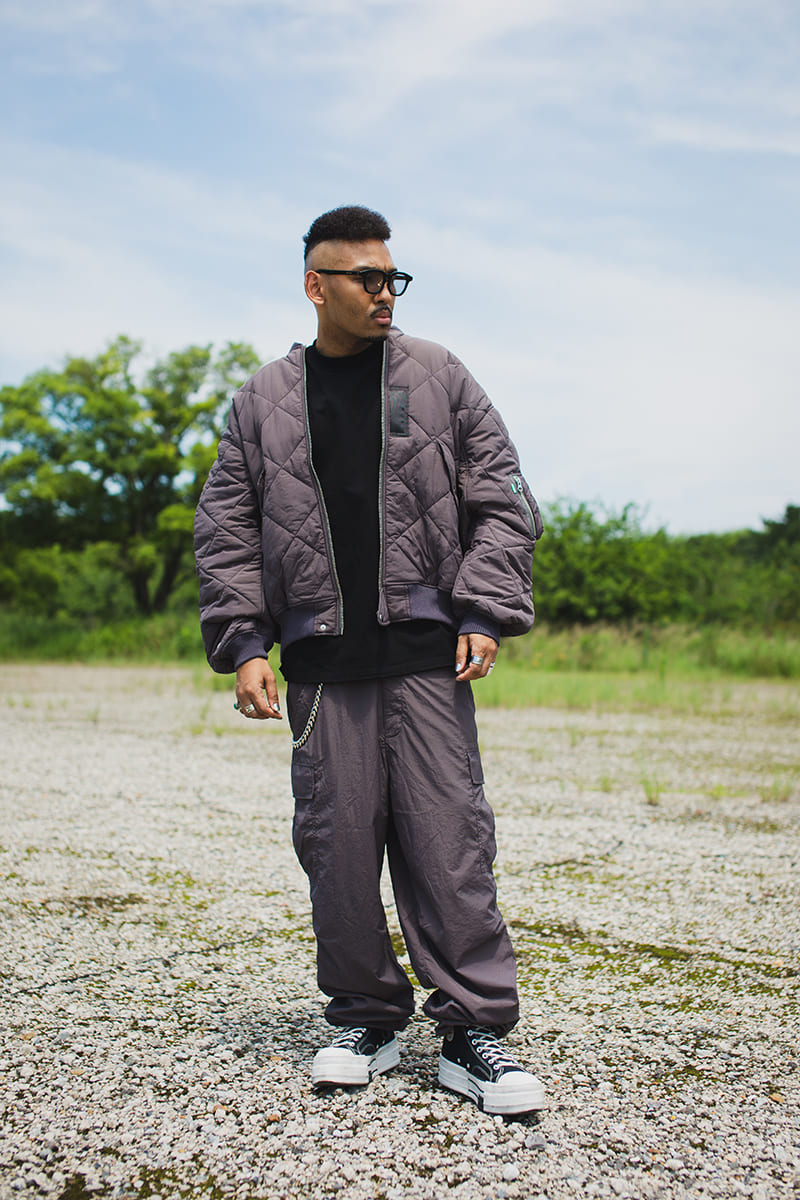 FGMN MAYO EMBROIDERY NYLON CARGO PANTS - CHARCOAL