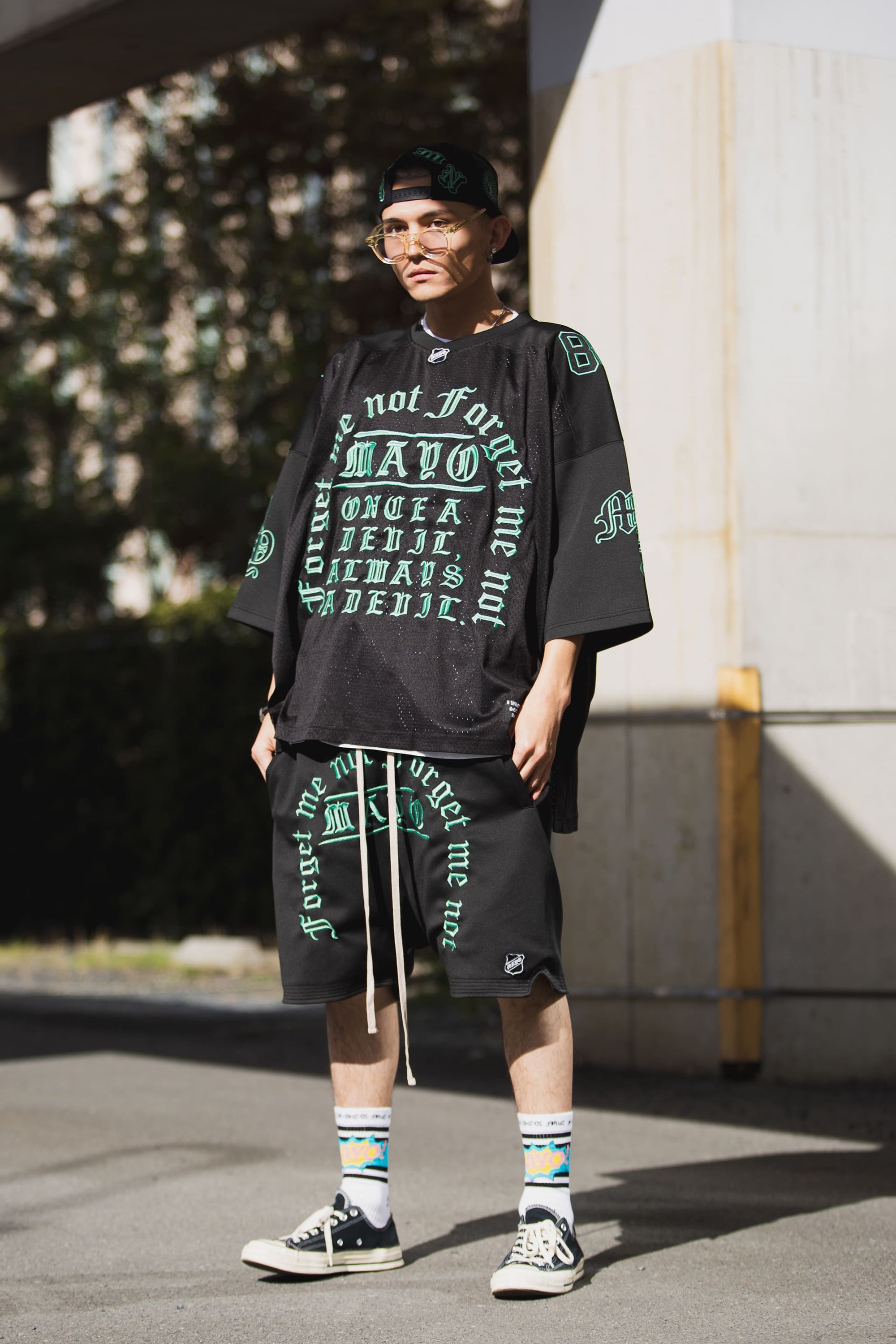 MAYO MESSAGE EMBROIDERY GAME SHORTS