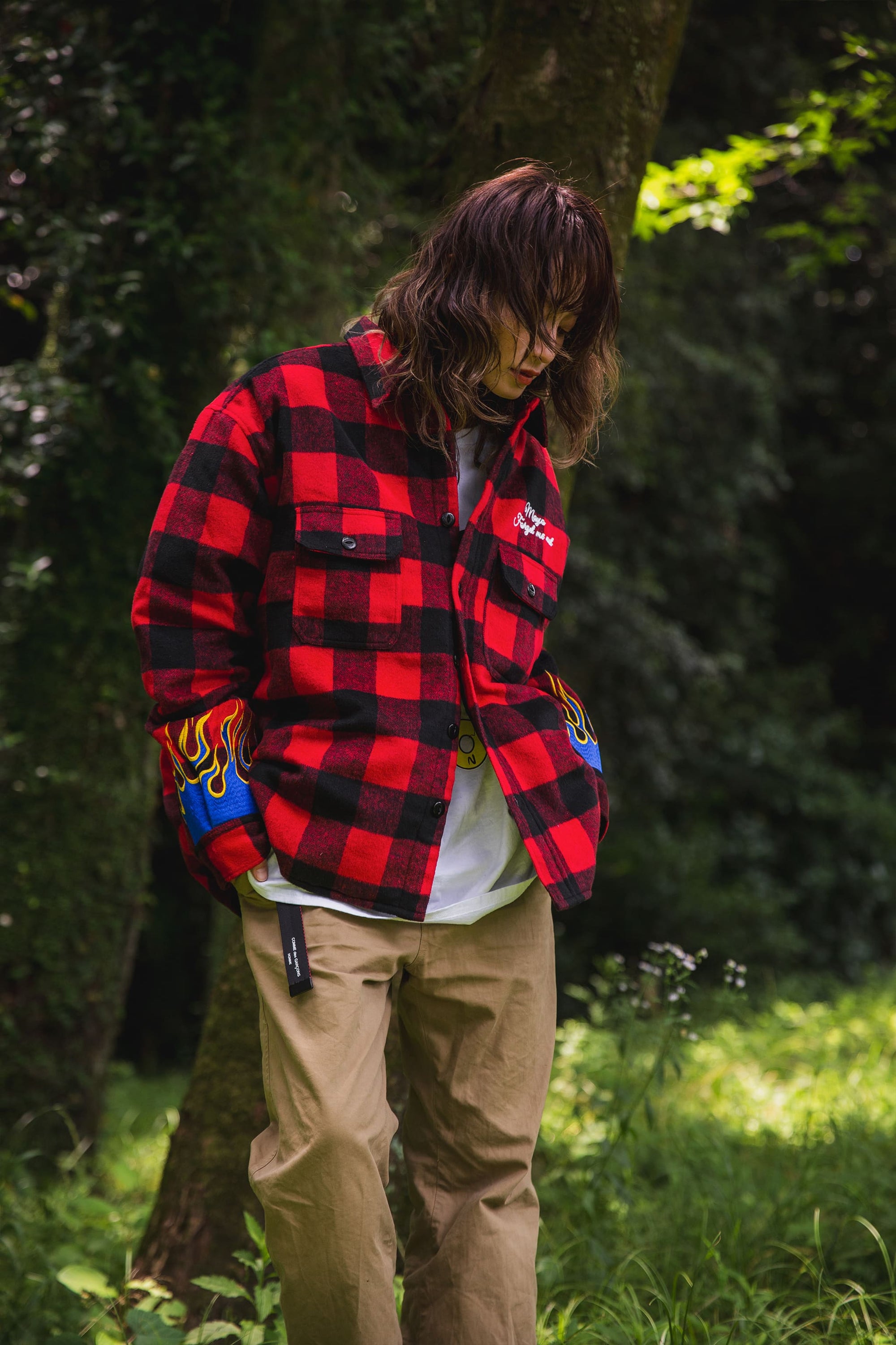 FIRE EMBROIDERY CHECK SHIRT JKT
