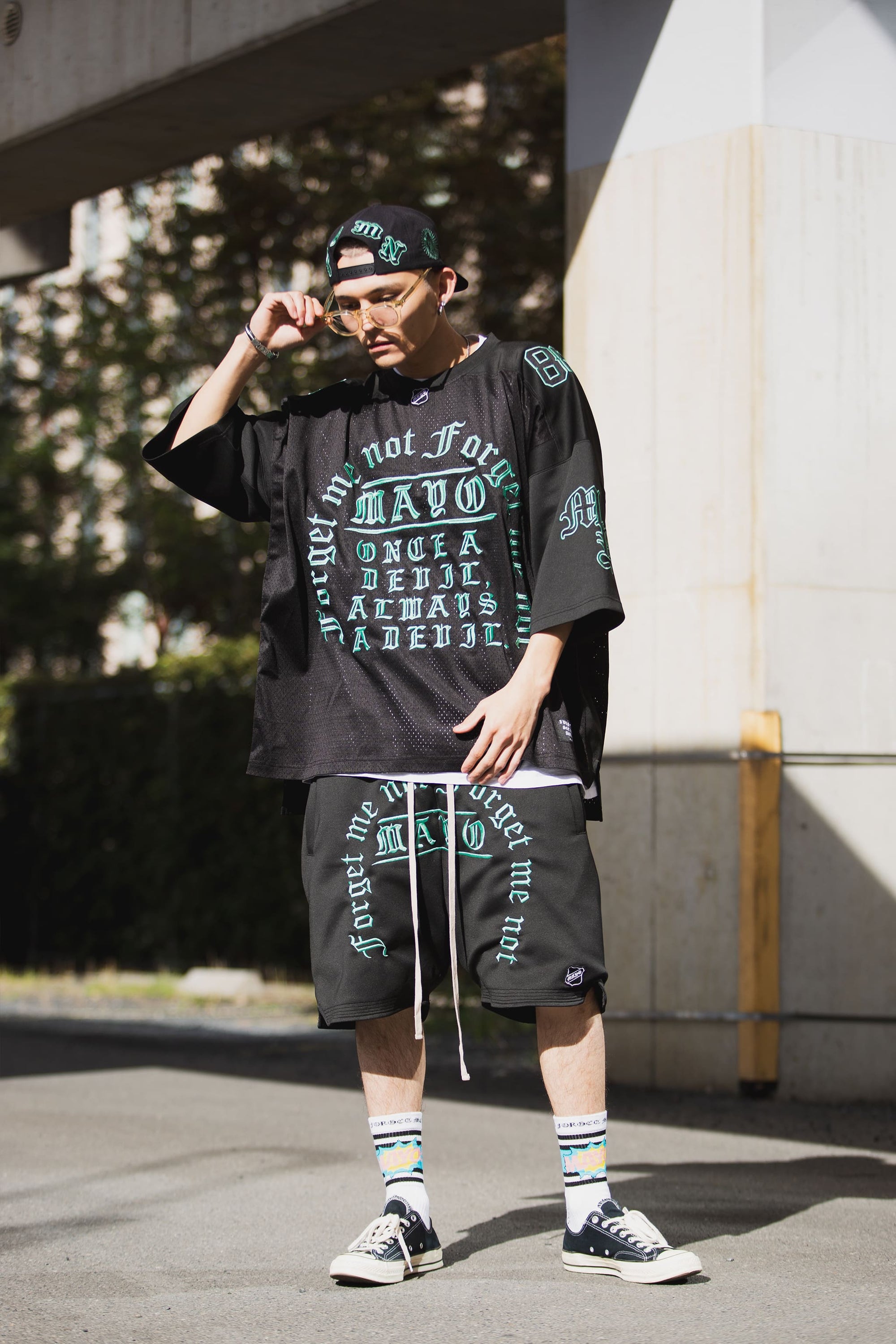 MAYO MESSAGE EMBROIDERY GAME SHORTS