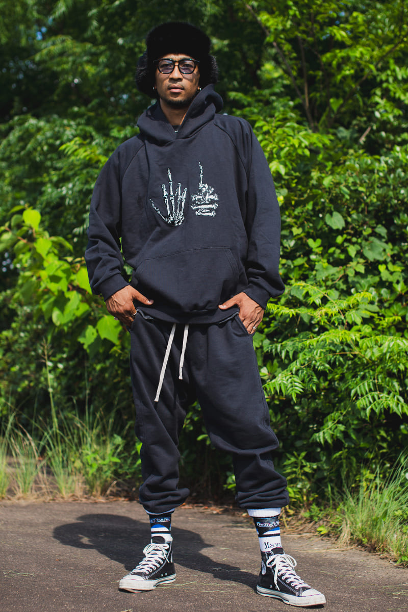 F●CKIN F●CK EMBROIDERY HOODIE - BLACK