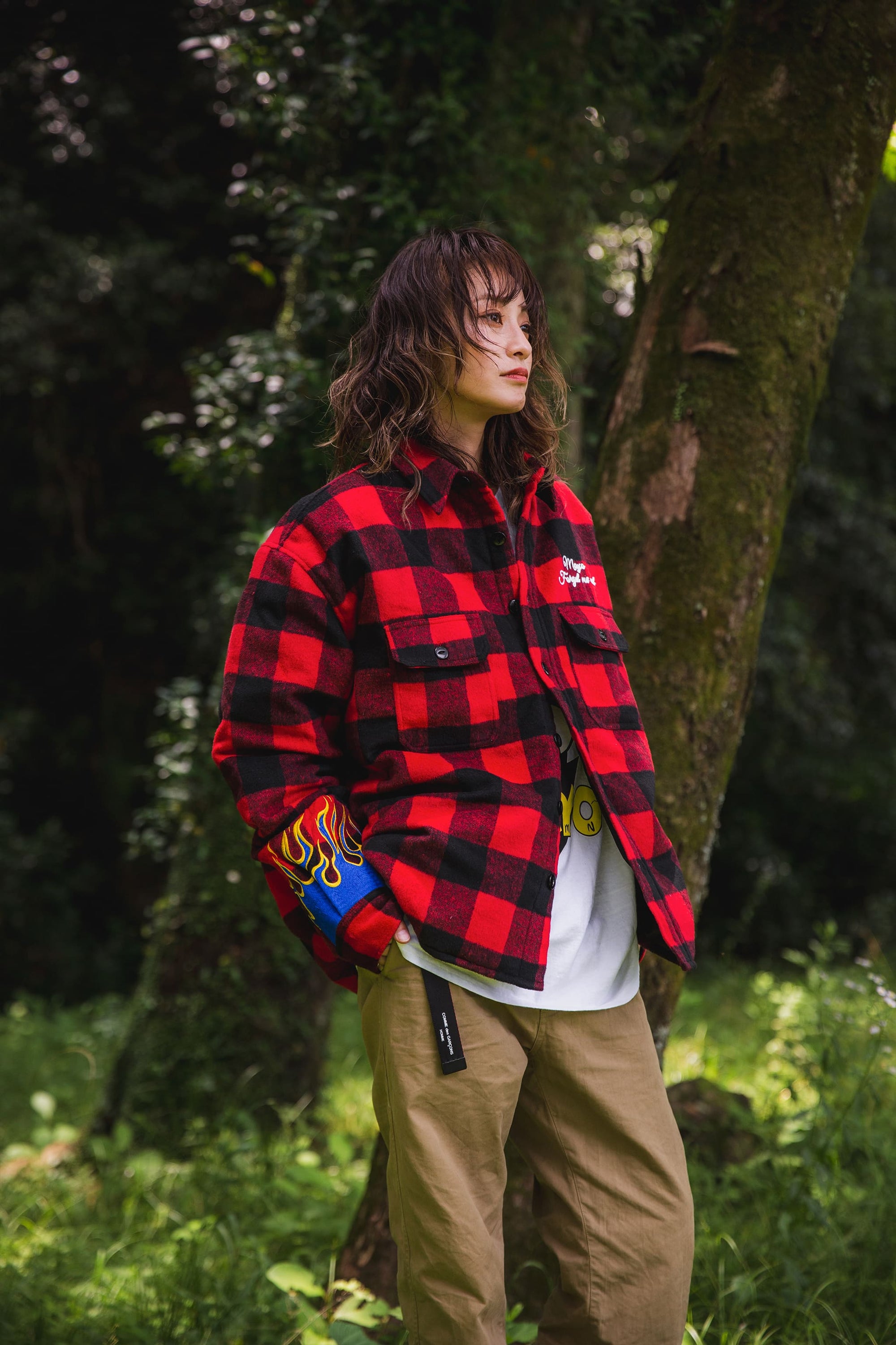 FIRE EMBROIDERY CHECK SHIRT JKT