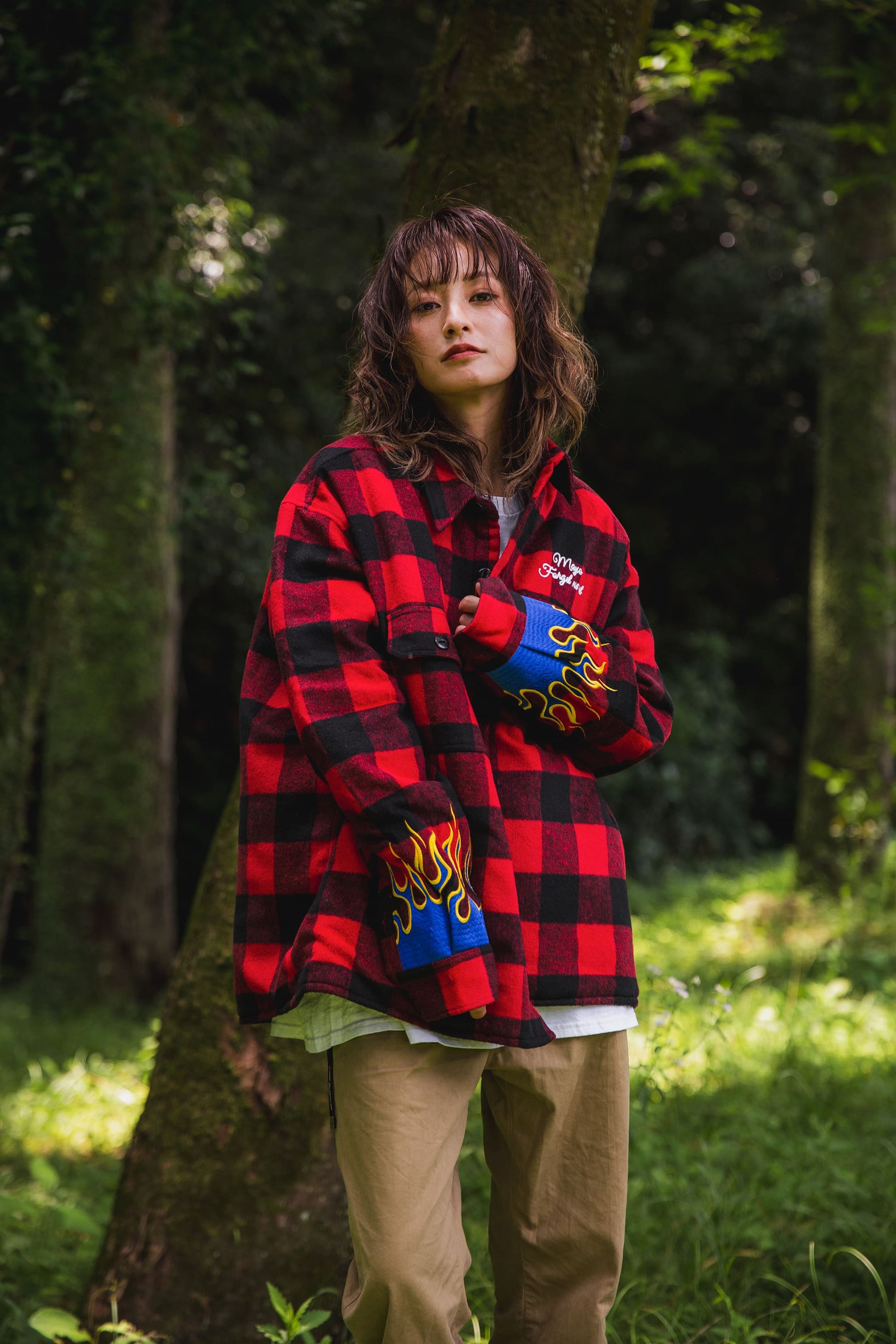 FIRE EMBROIDERY CHECK SHIRT JKT