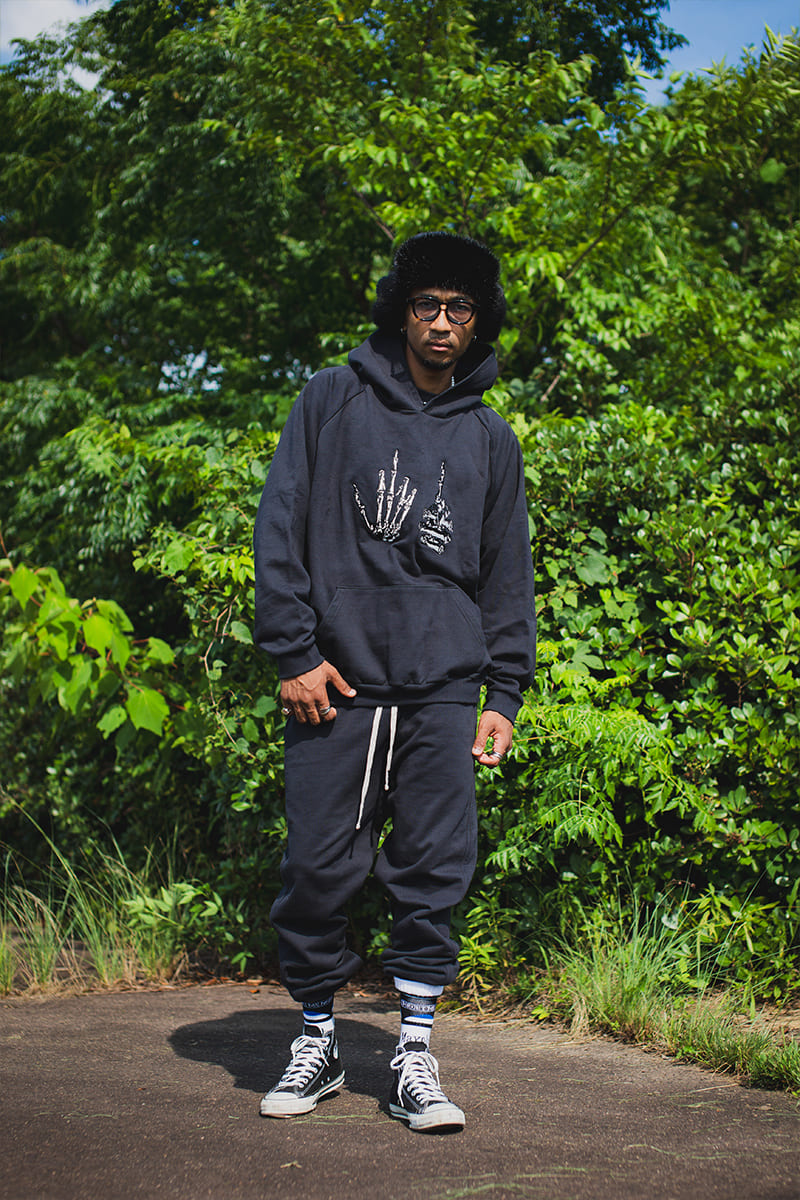 F●CKIN F●CK EMBROIDERY HOODIE - BLACK