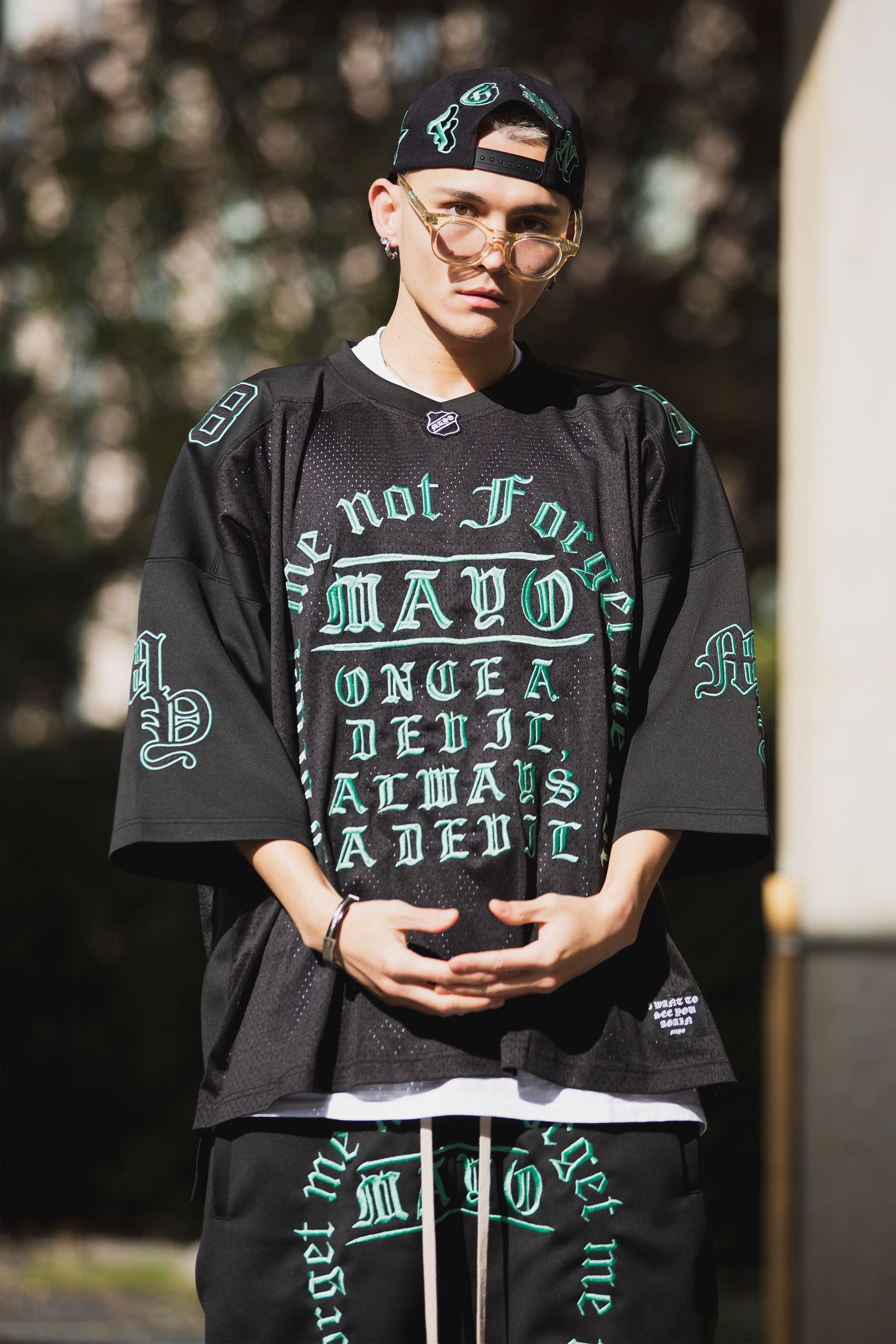 MAYO MESSAGE EMBROIDERY GAME SHORT SLEEVE SHIRT