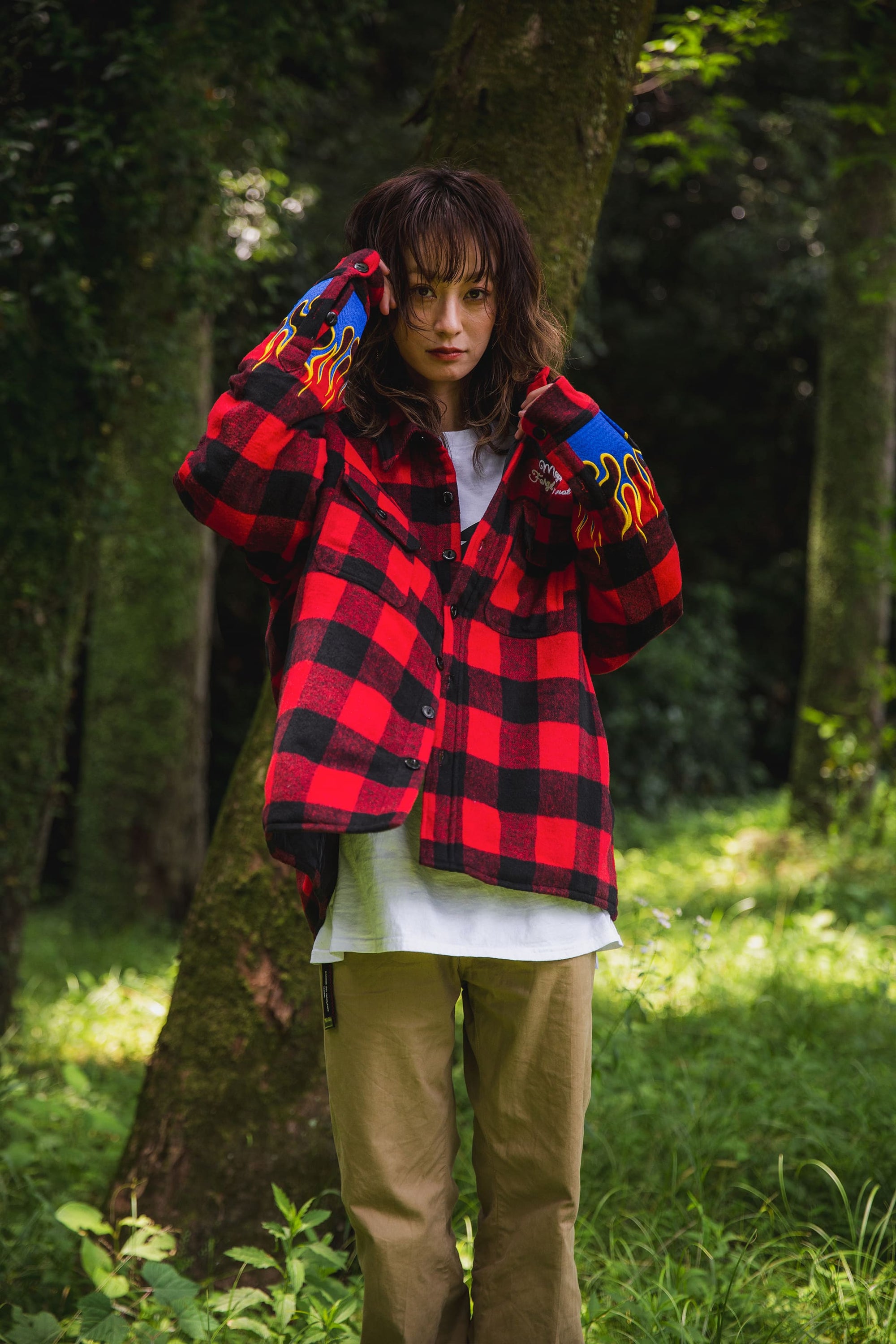 FIRE EMBROIDERY CHECK SHIRT JKT
