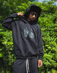 F●CKIN F●CK EMBROIDERY HOODIE - BLACK