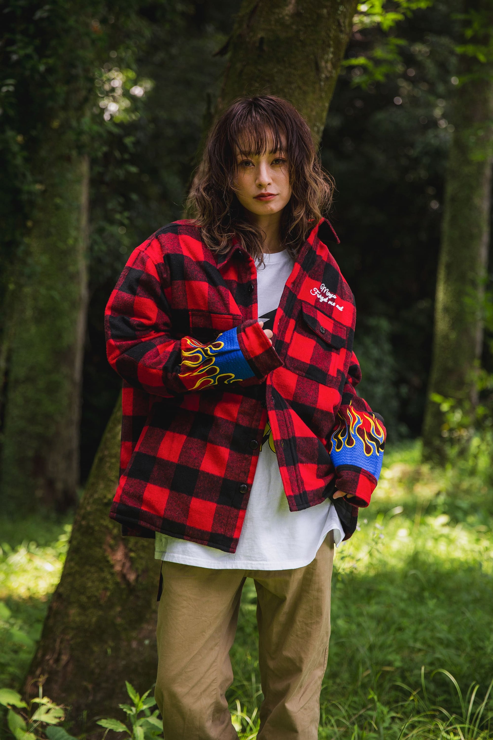 FIRE EMBROIDERY CHECK SHIRT JKT