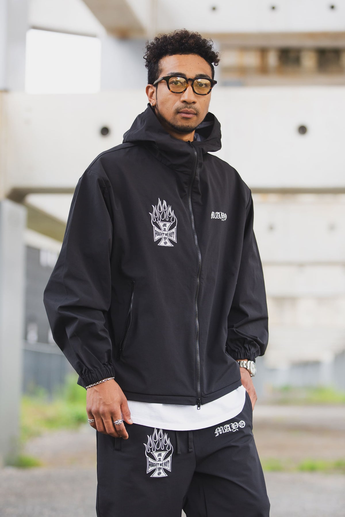FIRE IRON CROSS EMBROIDERY NYLON JKT