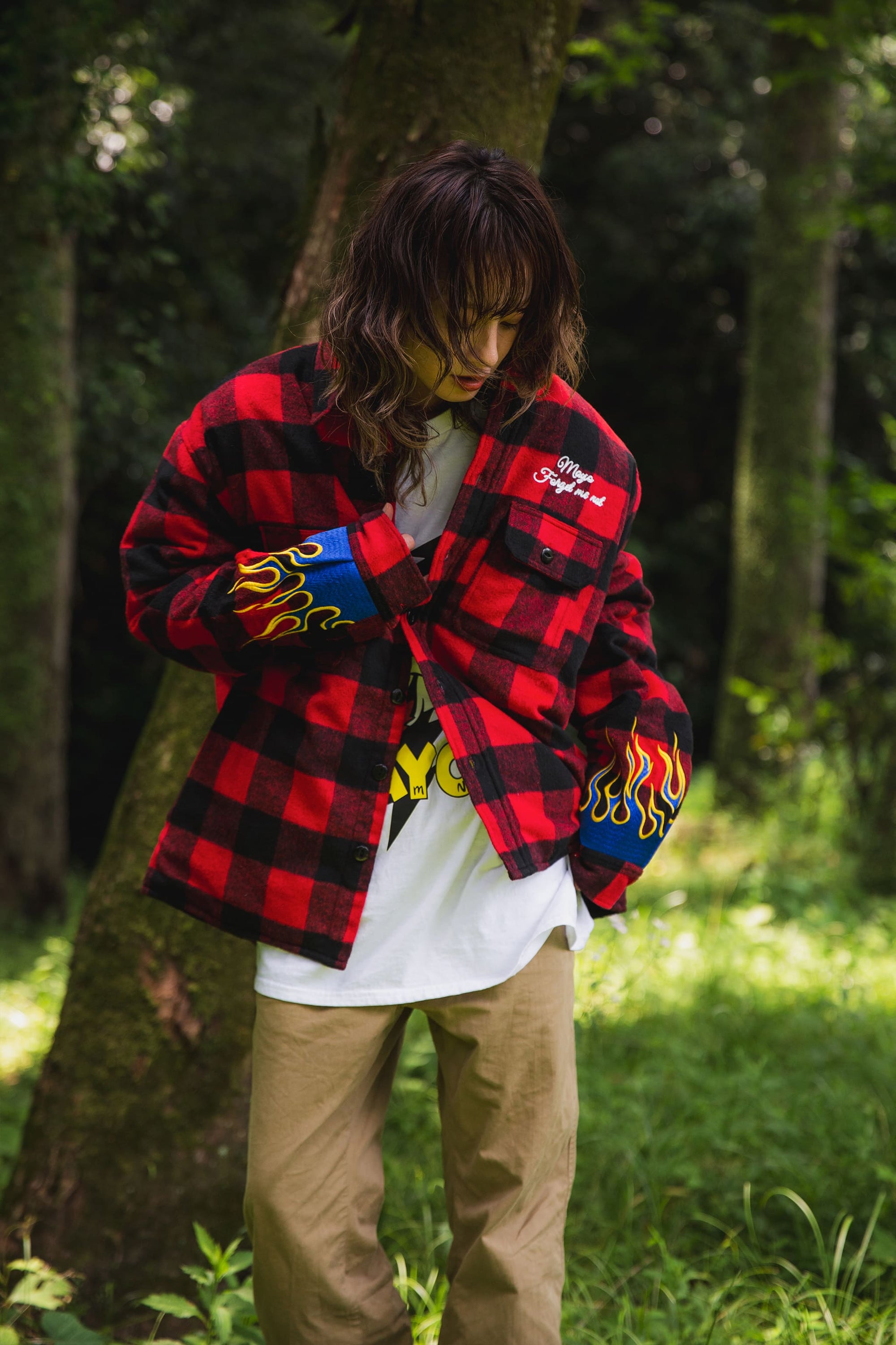FIRE EMBROIDERY CHECK SHIRT JKT
