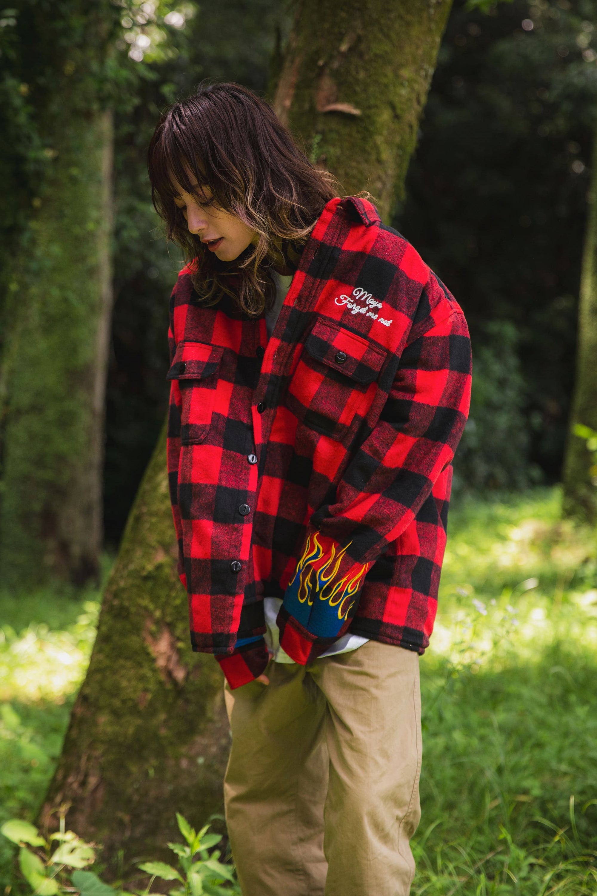 FIRE EMBROIDERY CHECK SHIRT JKT