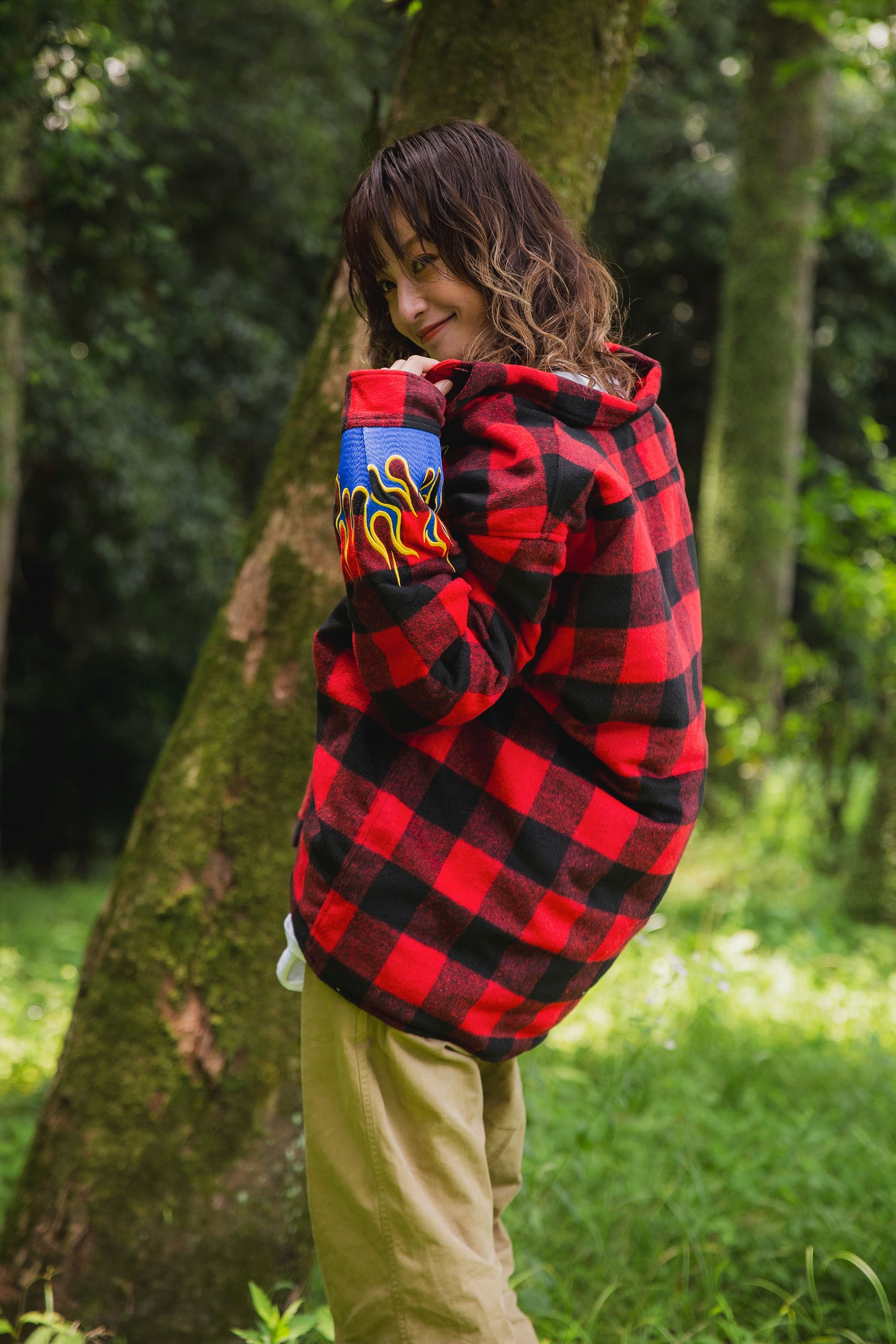 FIRE EMBROIDERY CHECK SHIRT JKT