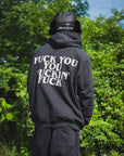 F●CKIN F●CK EMBROIDERY HOODIE - BLACK