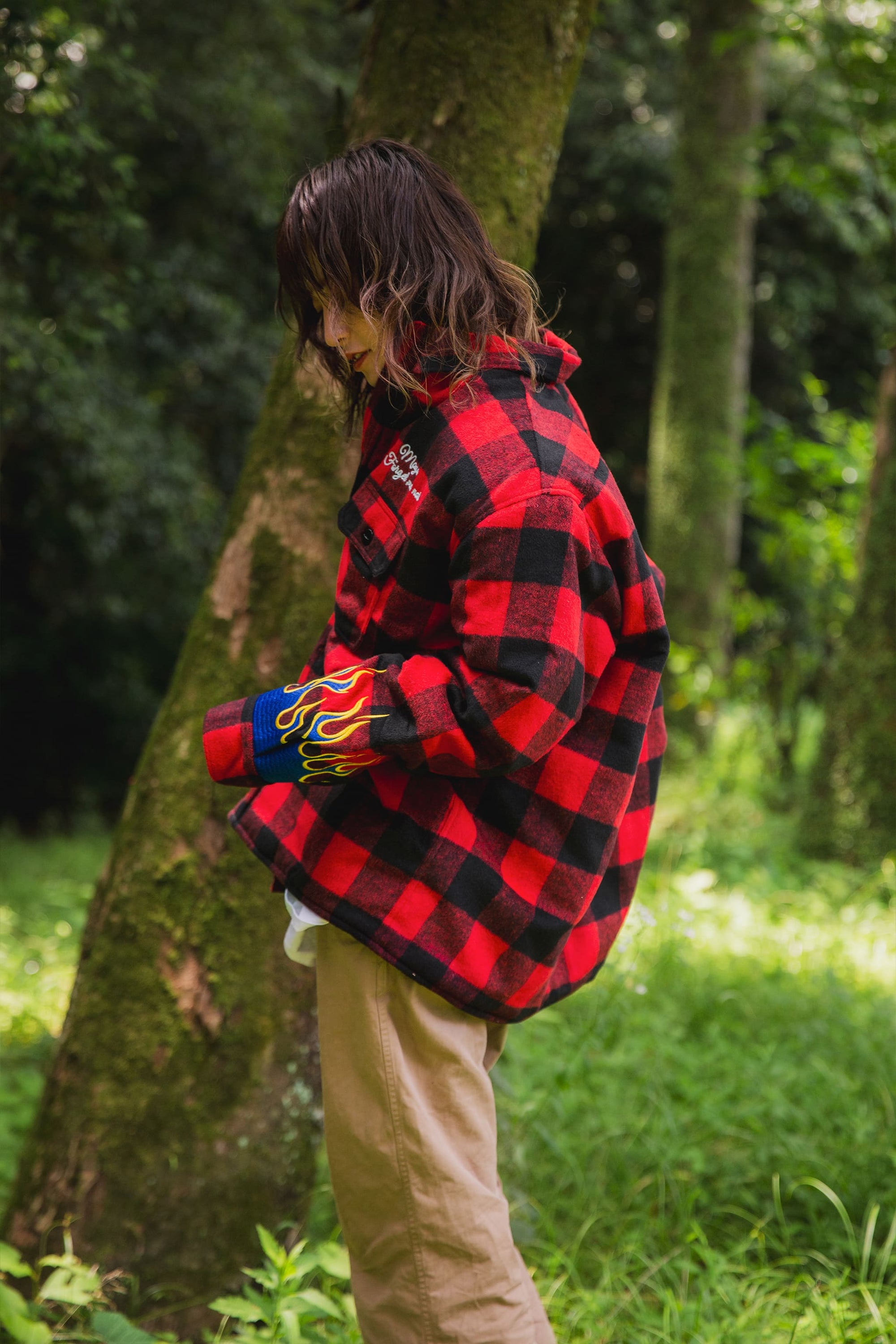 FIRE EMBROIDERY CHECK SHIRT JKT