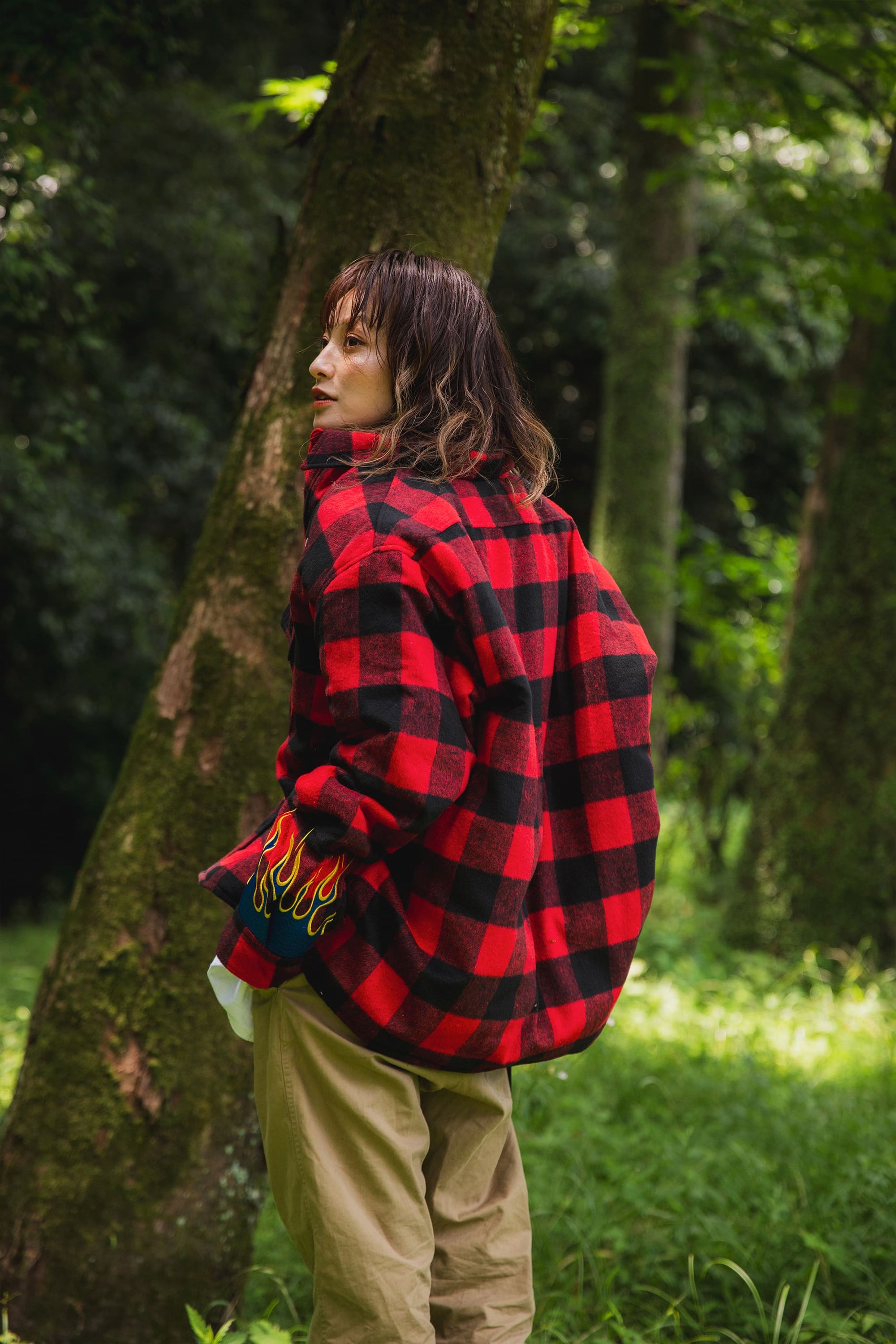 FIRE EMBROIDERY CHECK SHIRT JKT