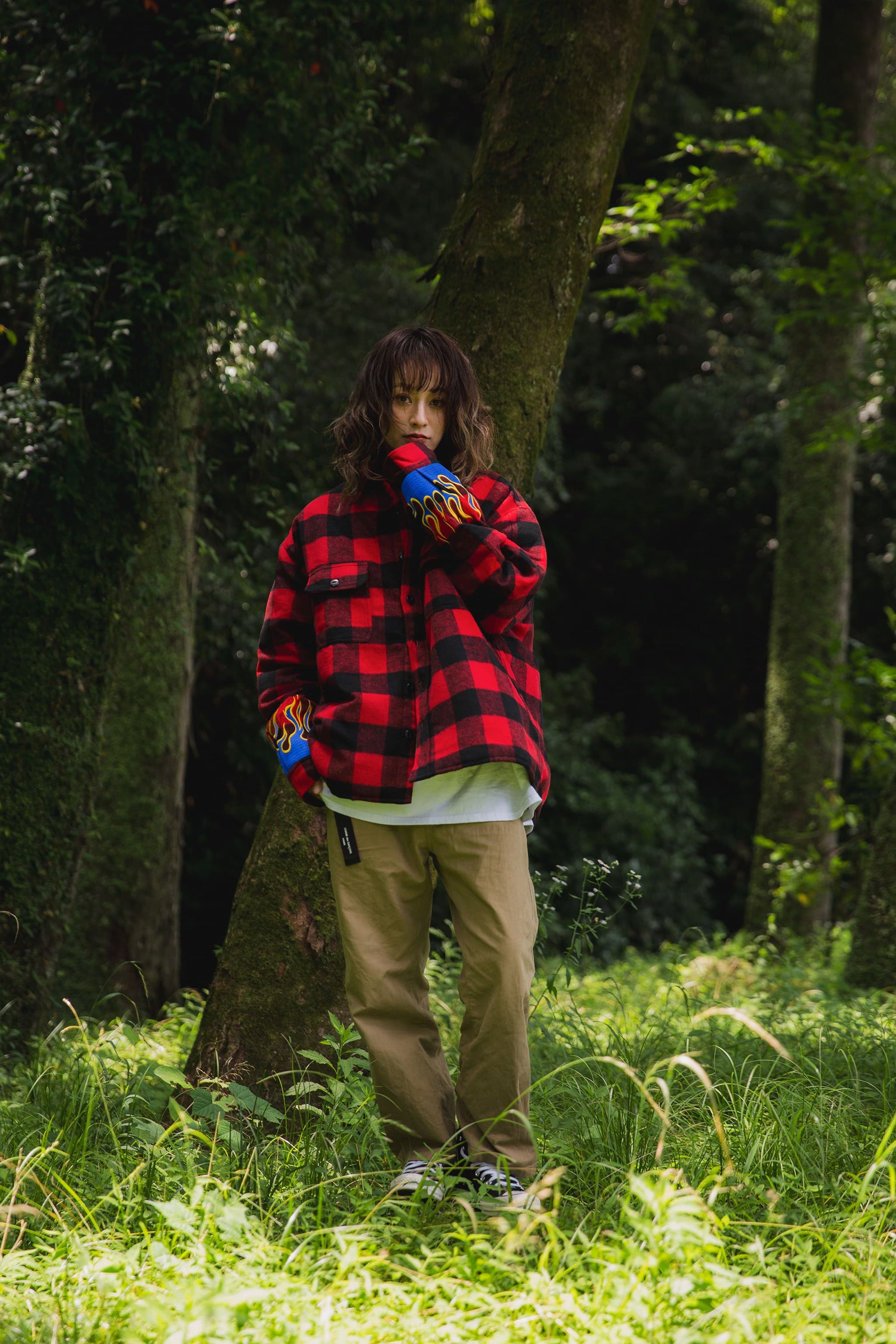 FIRE EMBROIDERY CHECK SHIRT JKT