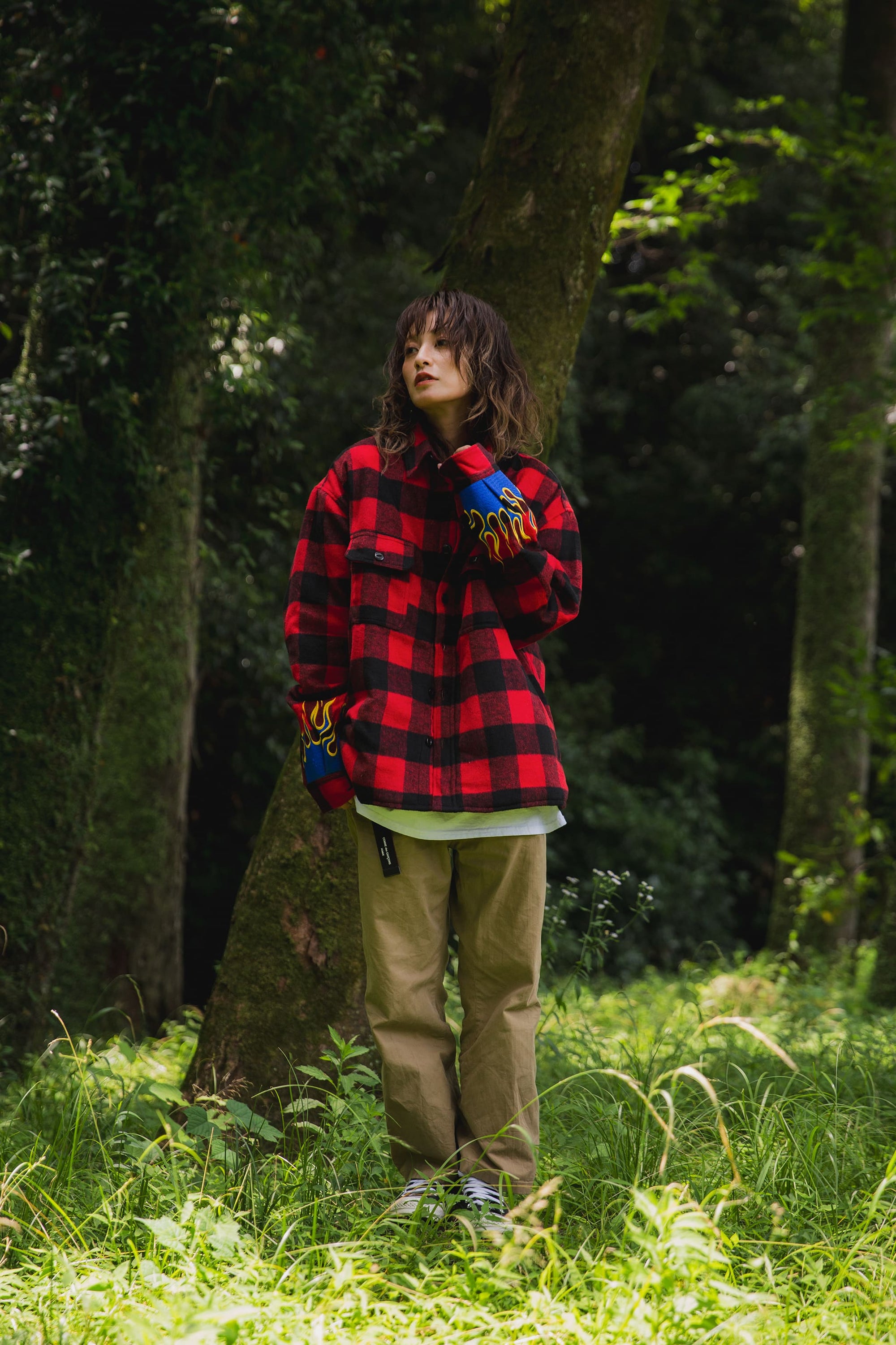 FIRE EMBROIDERY CHECK SHIRT JKT