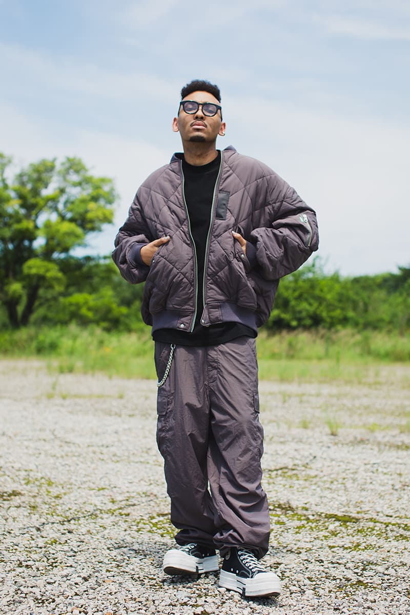 FGMN MAYO EMBROIDERY NYLON CARGO PANTS - CHARCOAL