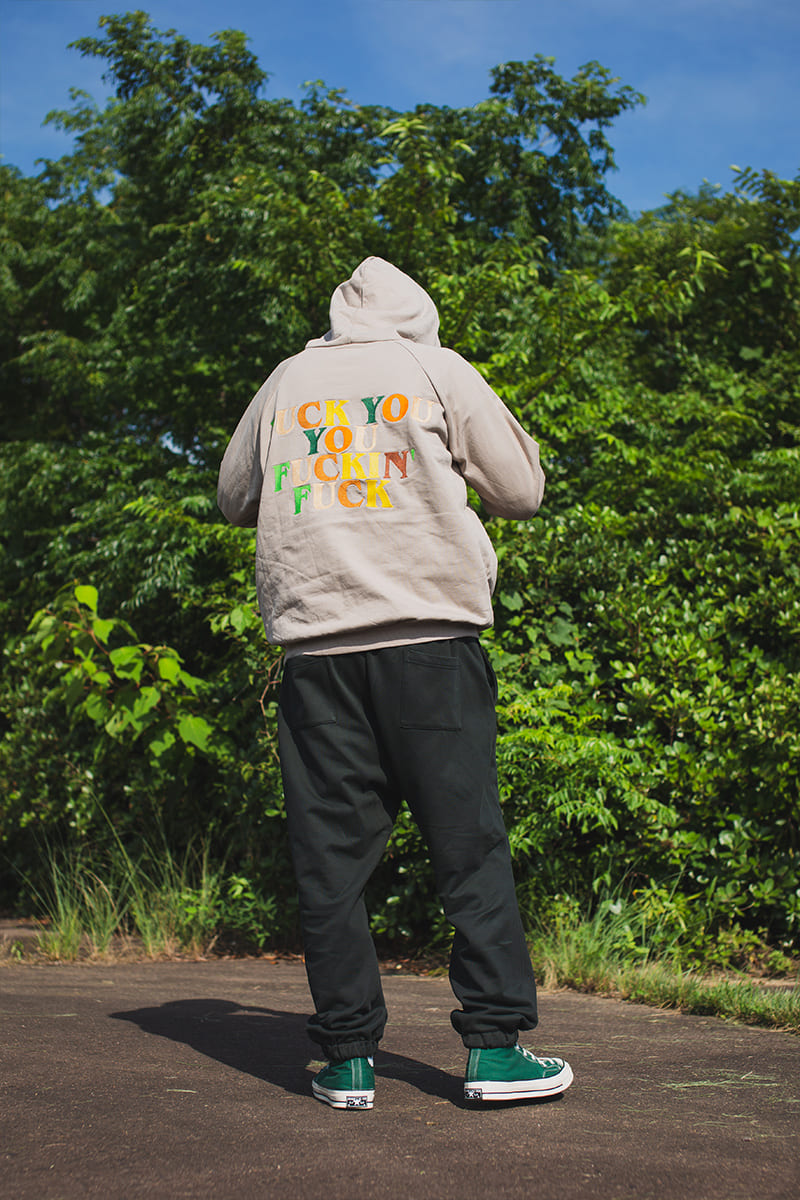 【WEB LIMITED】F●CKIN F●CK EMBROIDERY HOODIE - BEIGE