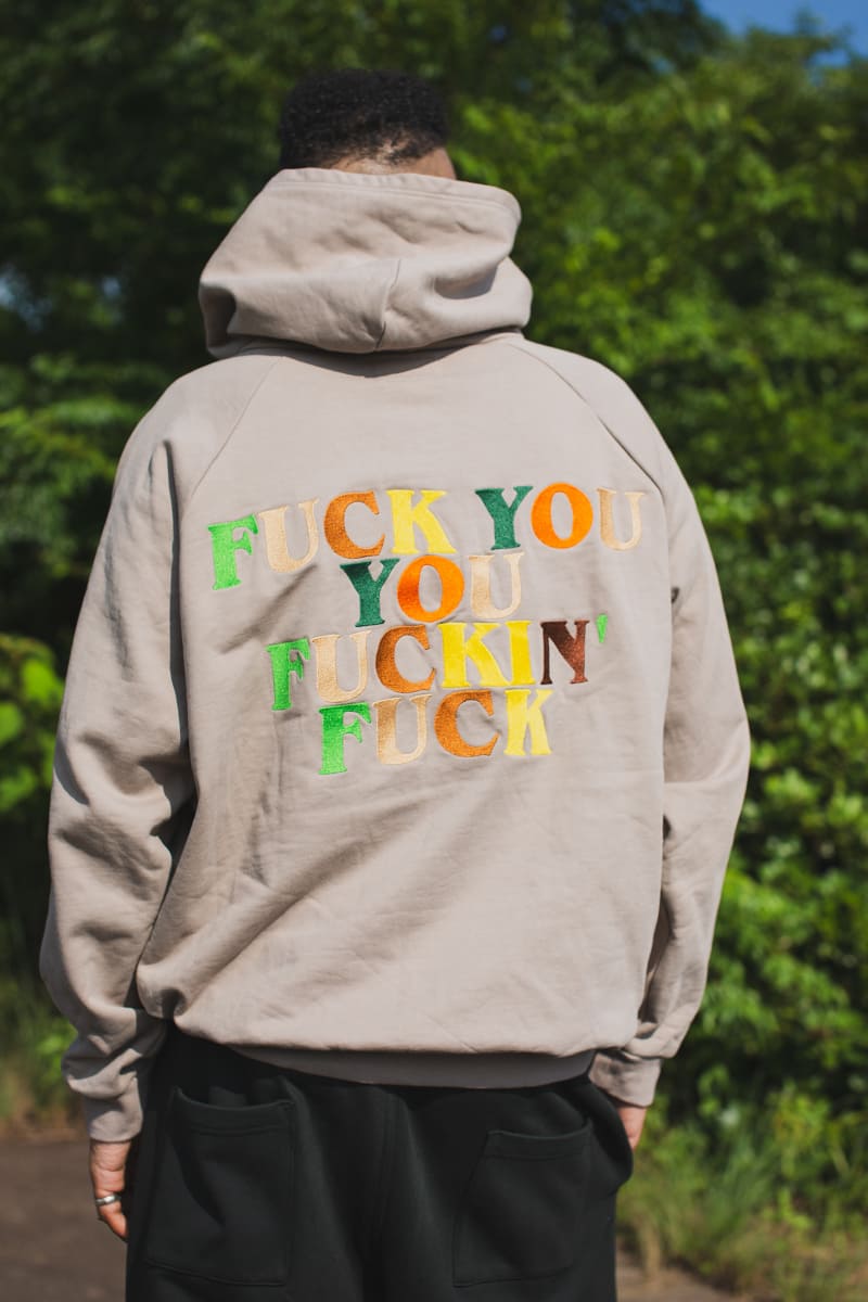 【WEB LIMITED】F●CKIN F●CK EMBROIDERY HOODIE - BEIGE