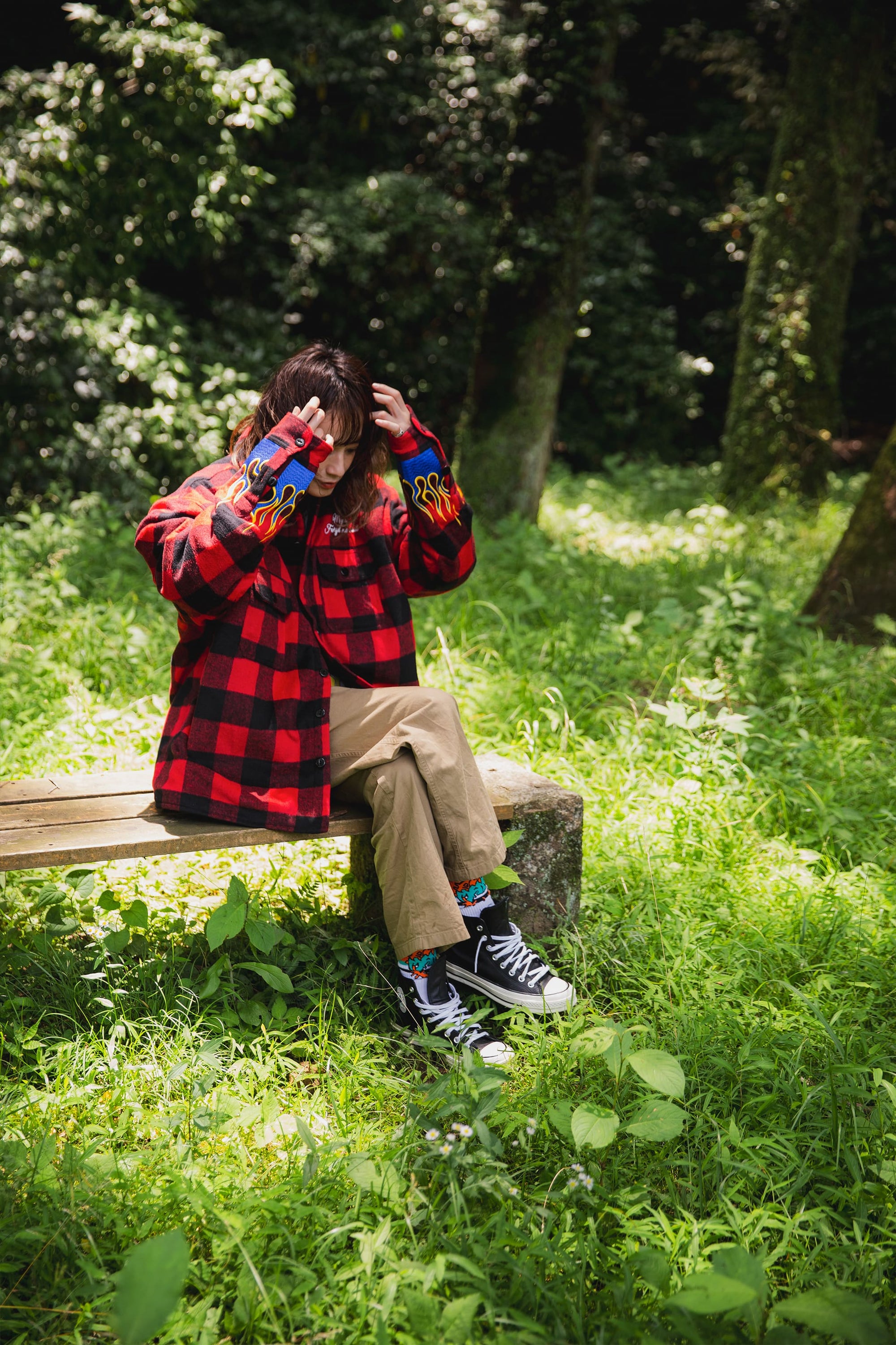 FIRE EMBROIDERY CHECK SHIRT JKT