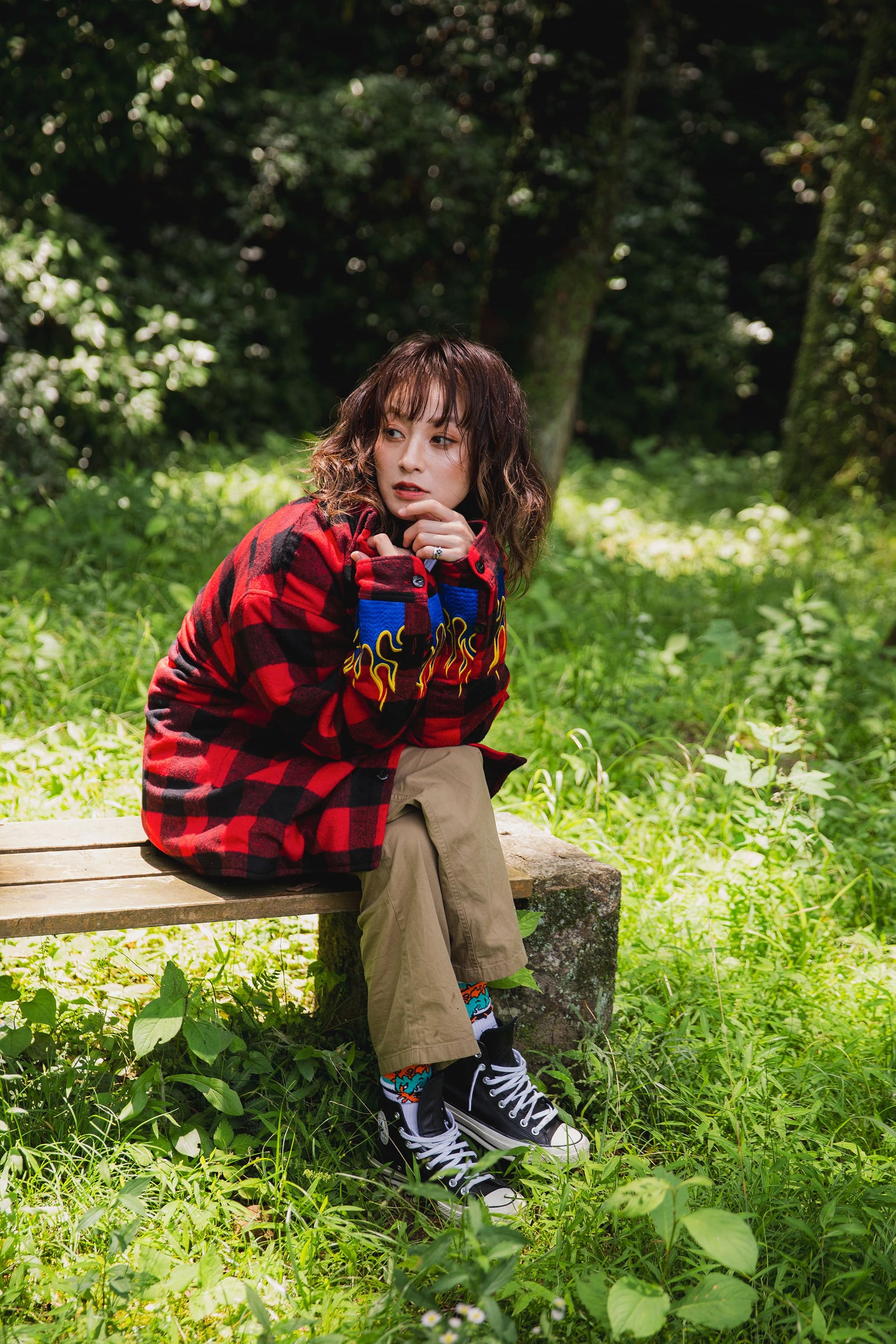 FIRE EMBROIDERY CHECK SHIRT JKT