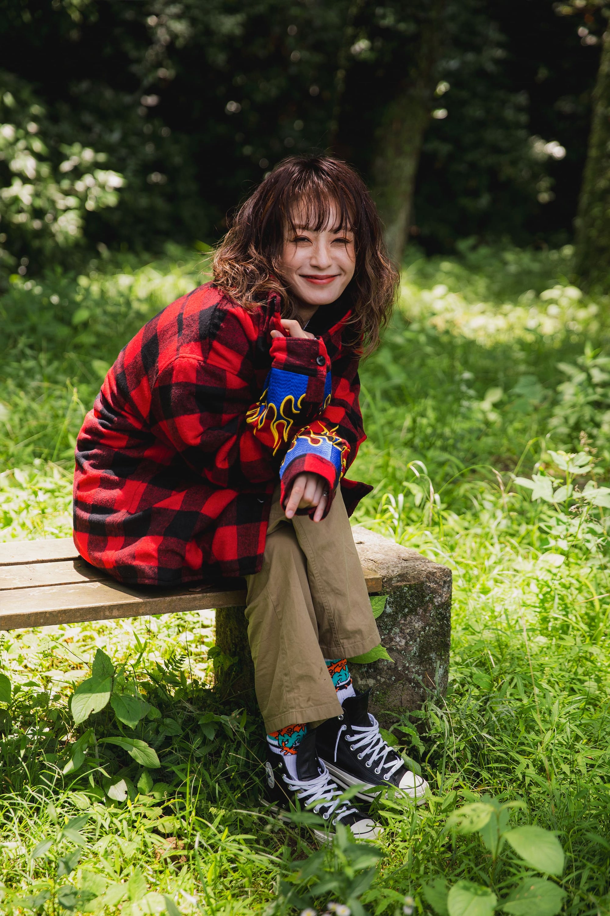 FIRE EMBROIDERY CHECK SHIRT JKT