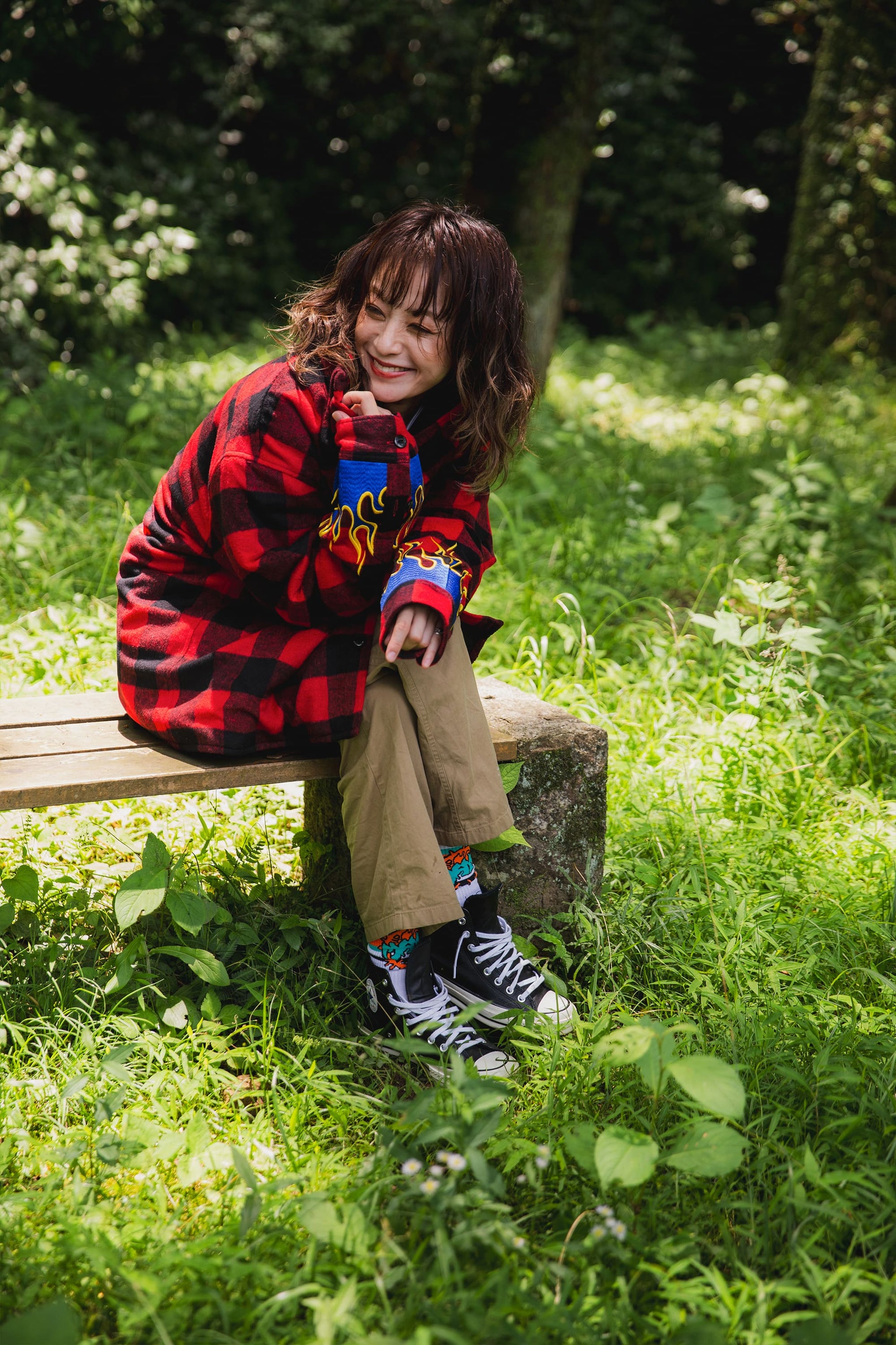 FIRE EMBROIDERY CHECK SHIRT JKT