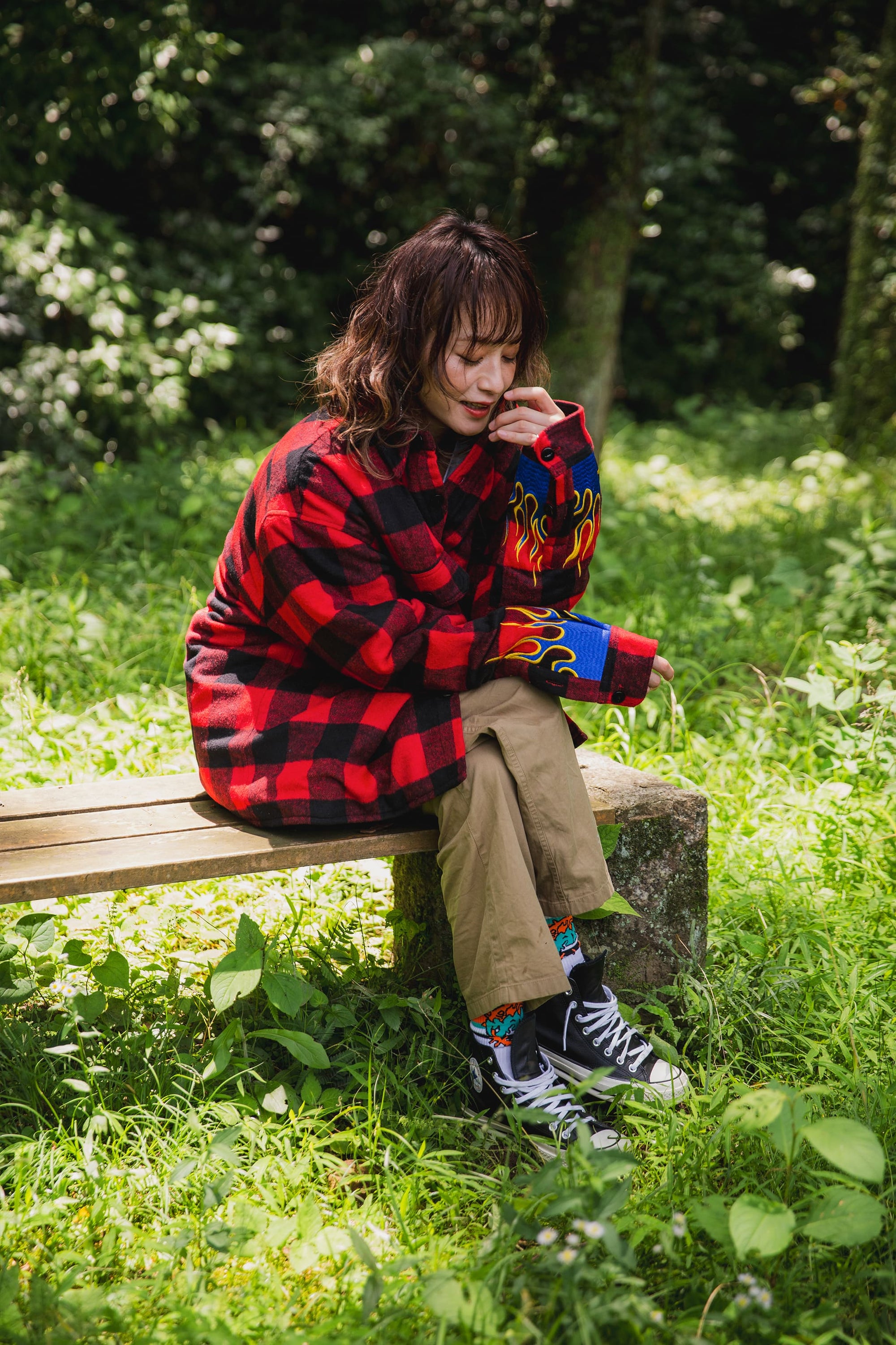 FIRE EMBROIDERY CHECK SHIRT JKT