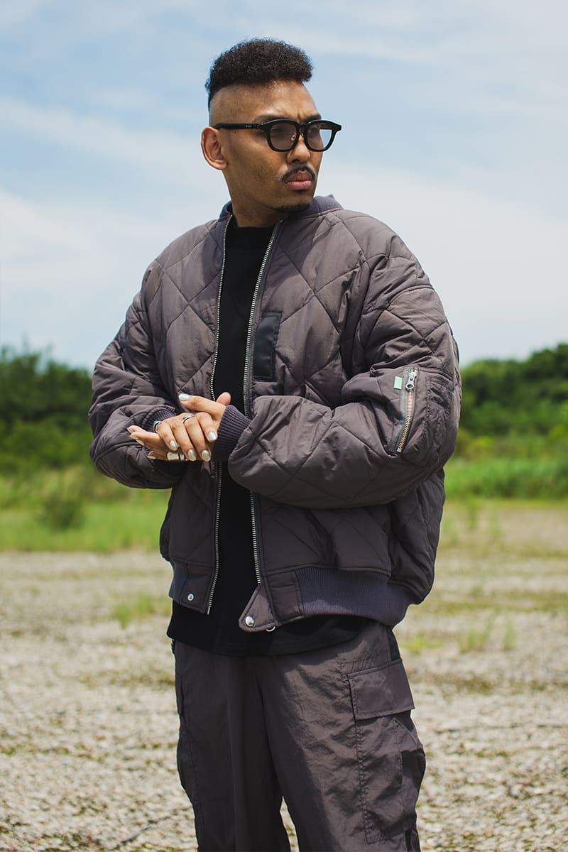 EAGLE  EMBROIDERY NYLON JKT -  CHARCOAL