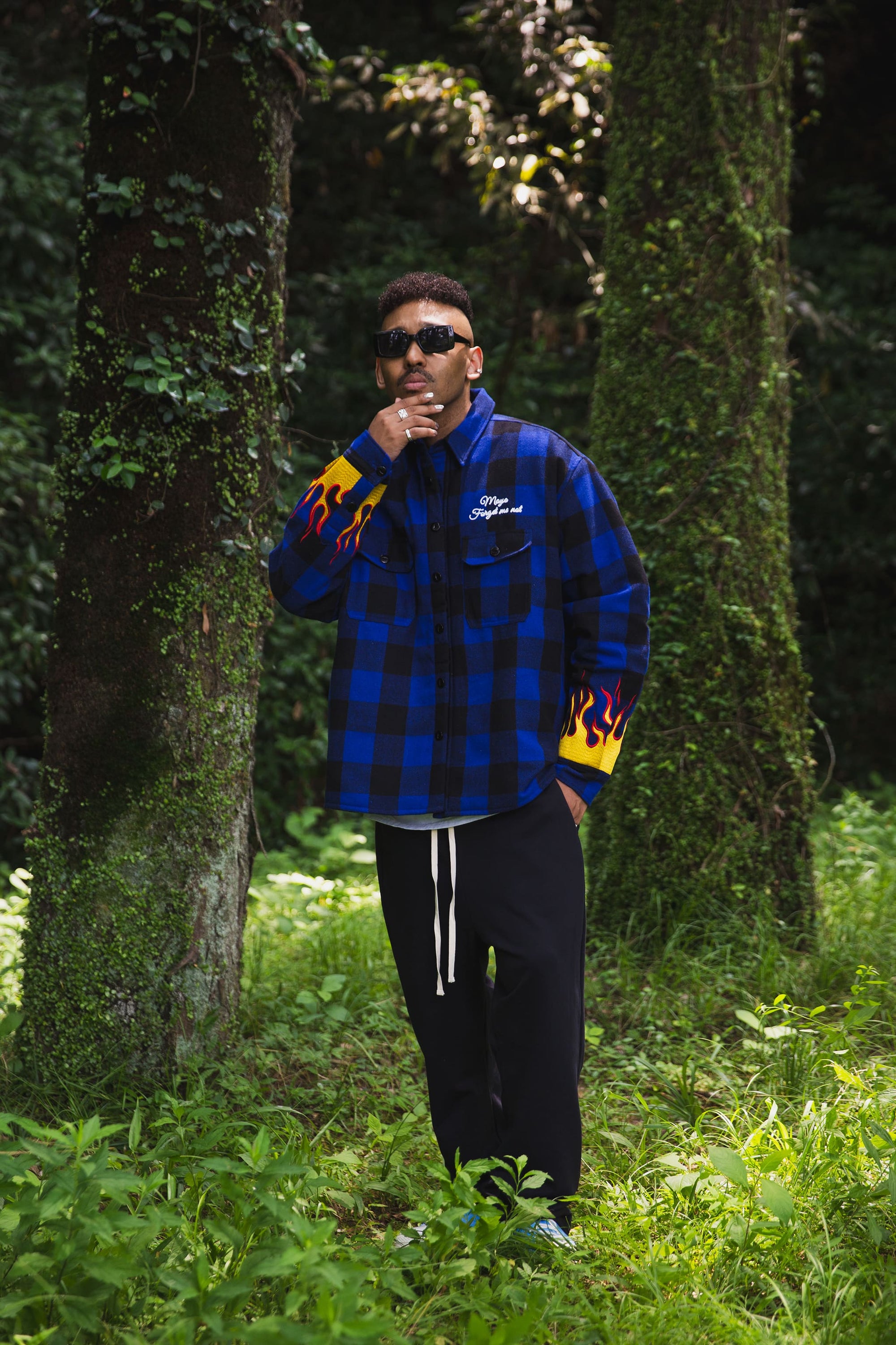 FIRE EMBROIDERY CHECK SHIRT JKT