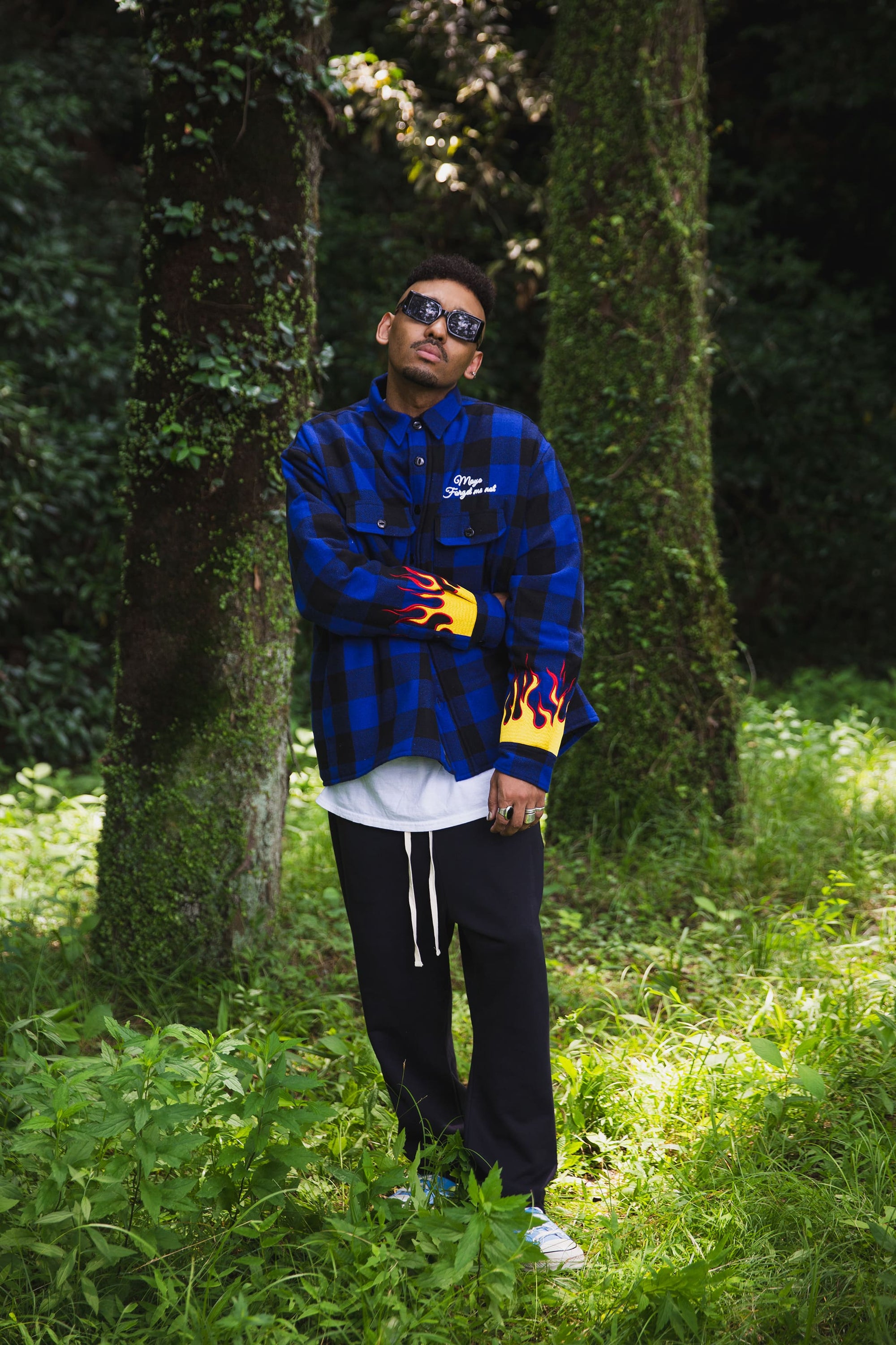 FIRE EMBROIDERY CHECK SHIRT JKT