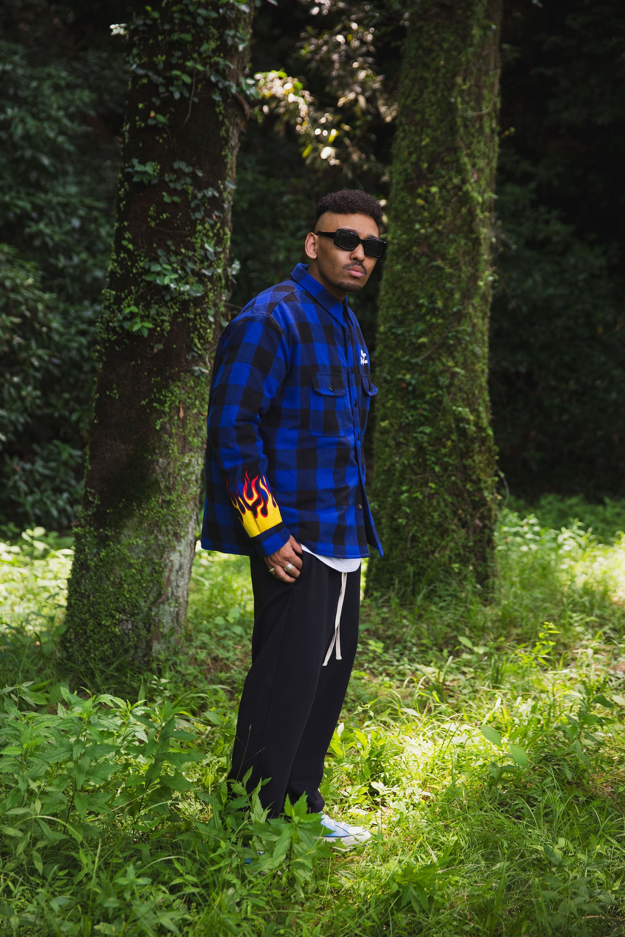 FIRE EMBROIDERY CHECK SHIRT JKT