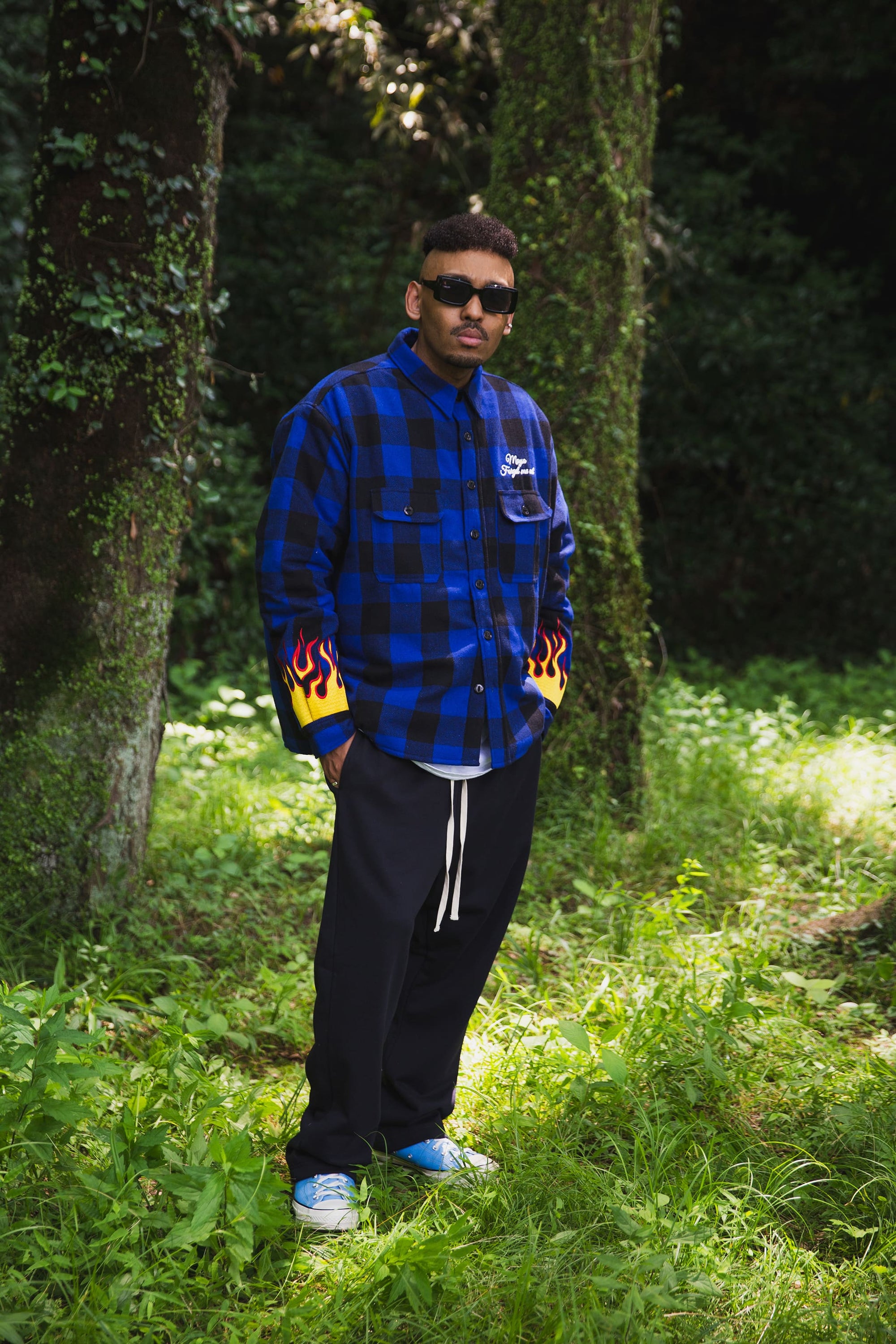 FIRE EMBROIDERY CHECK SHIRT JKT