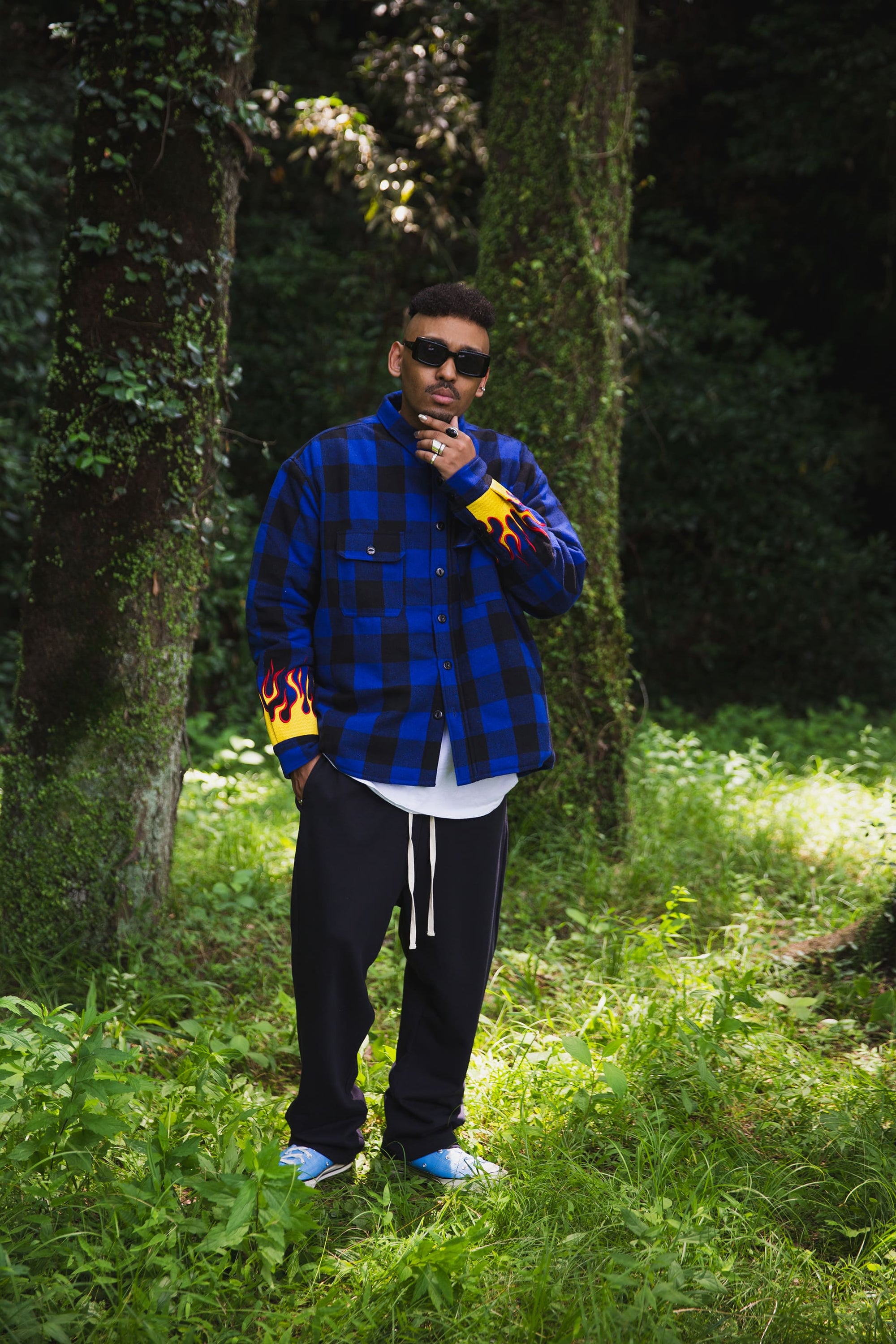 FIRE EMBROIDERY CHECK SHIRT JKT