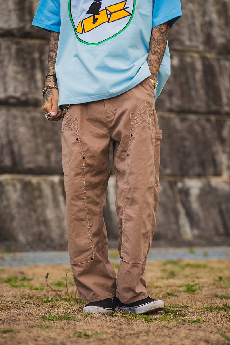 MAYO Fire Double Knee Pants - BEIGE