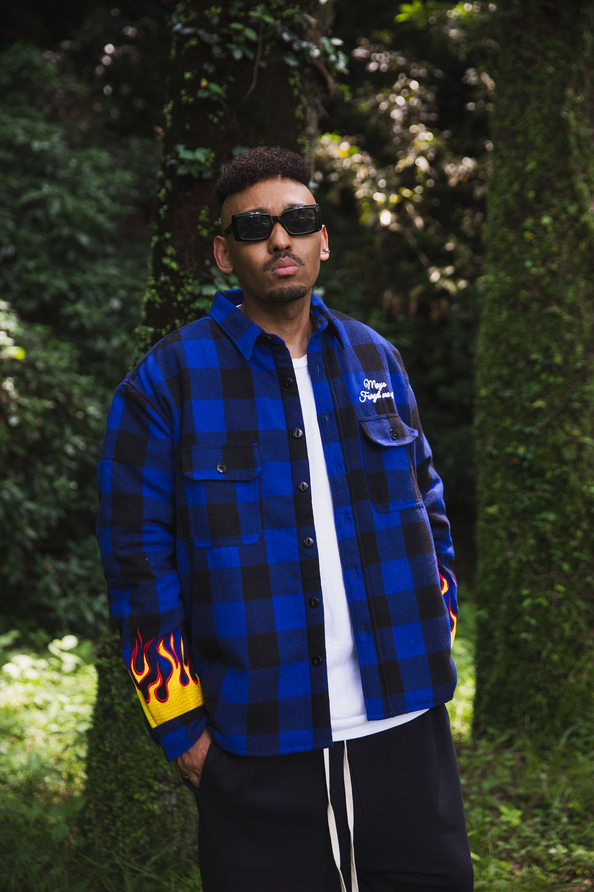 FIRE EMBROIDERY CHECK SHIRT JKT
