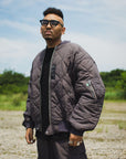 EAGLE  EMBROIDERY NYLON JKT -  CHARCOAL