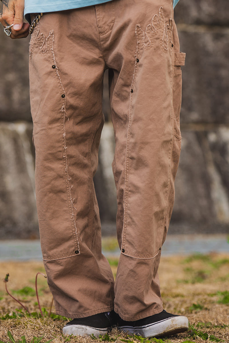 MAYO Fire Double Knee Pants - BEIGE