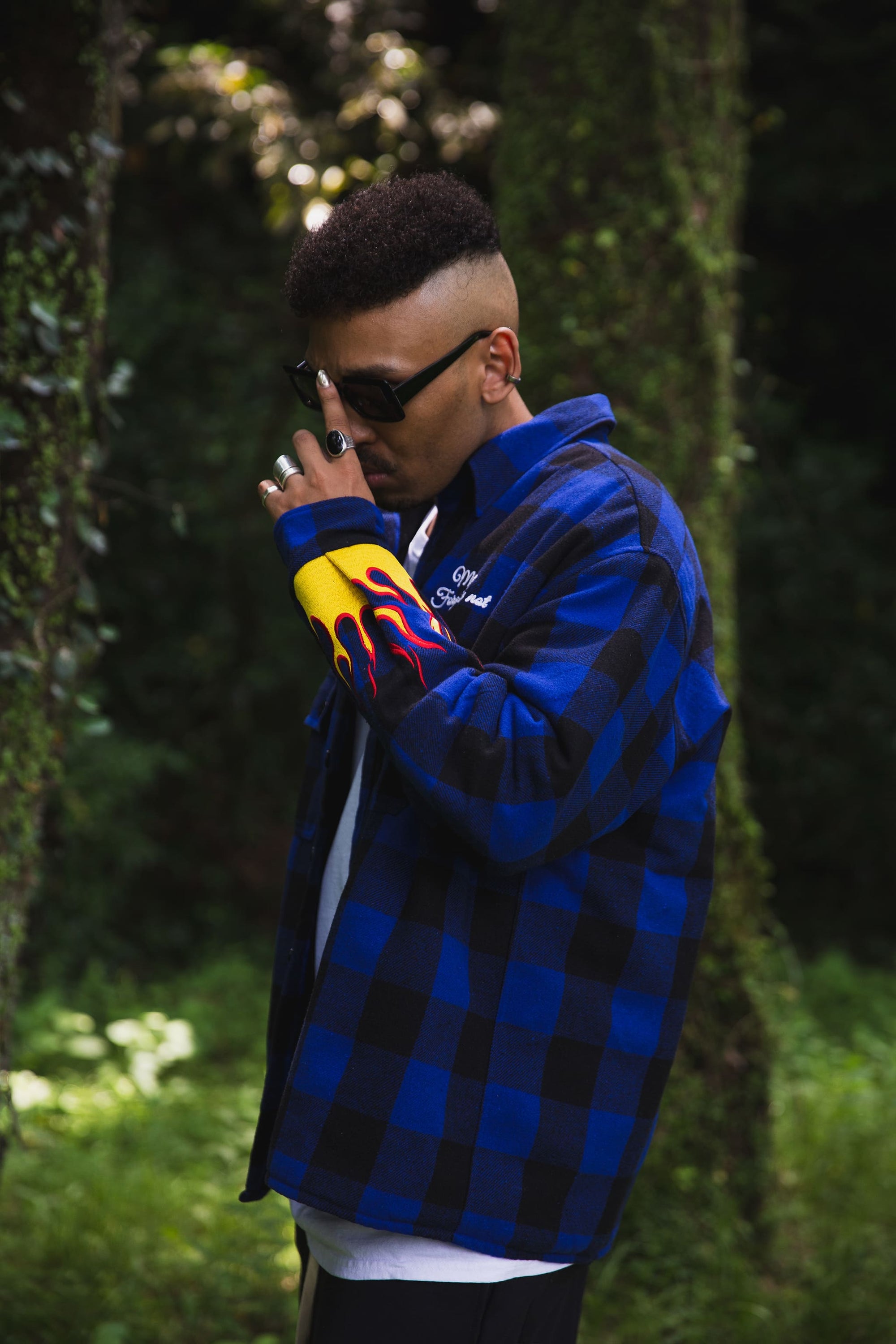 FIRE EMBROIDERY CHECK SHIRT JKT