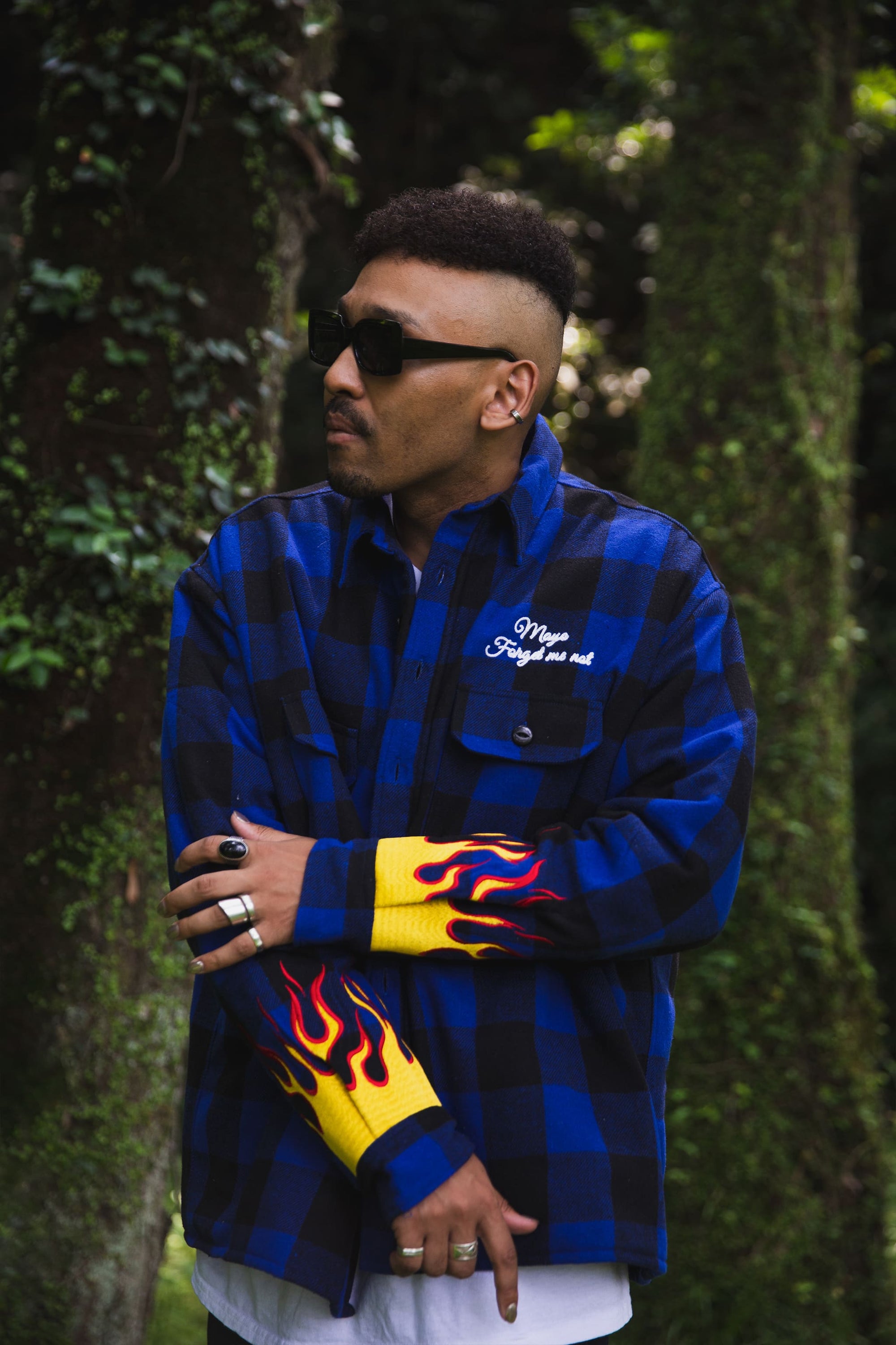 FIRE EMBROIDERY CHECK SHIRT JKT