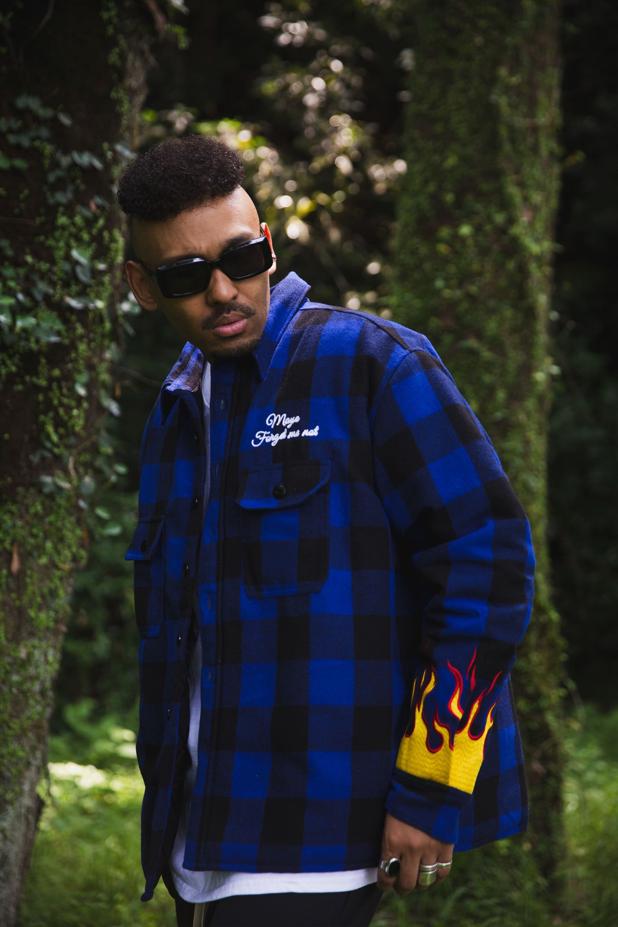 FIRE EMBROIDERY CHECK SHIRT JKT
