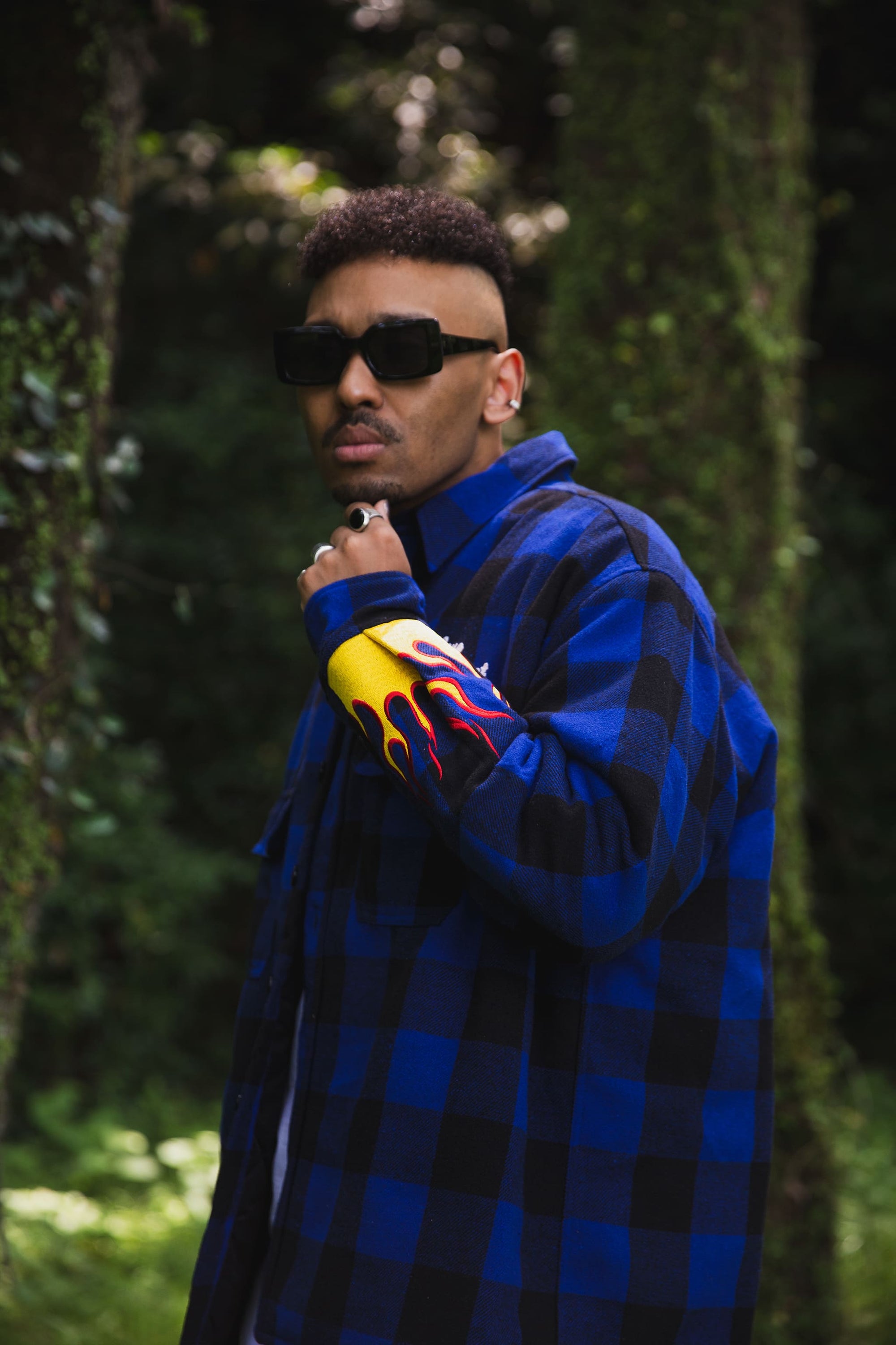 FIRE EMBROIDERY CHECK SHIRT JKT