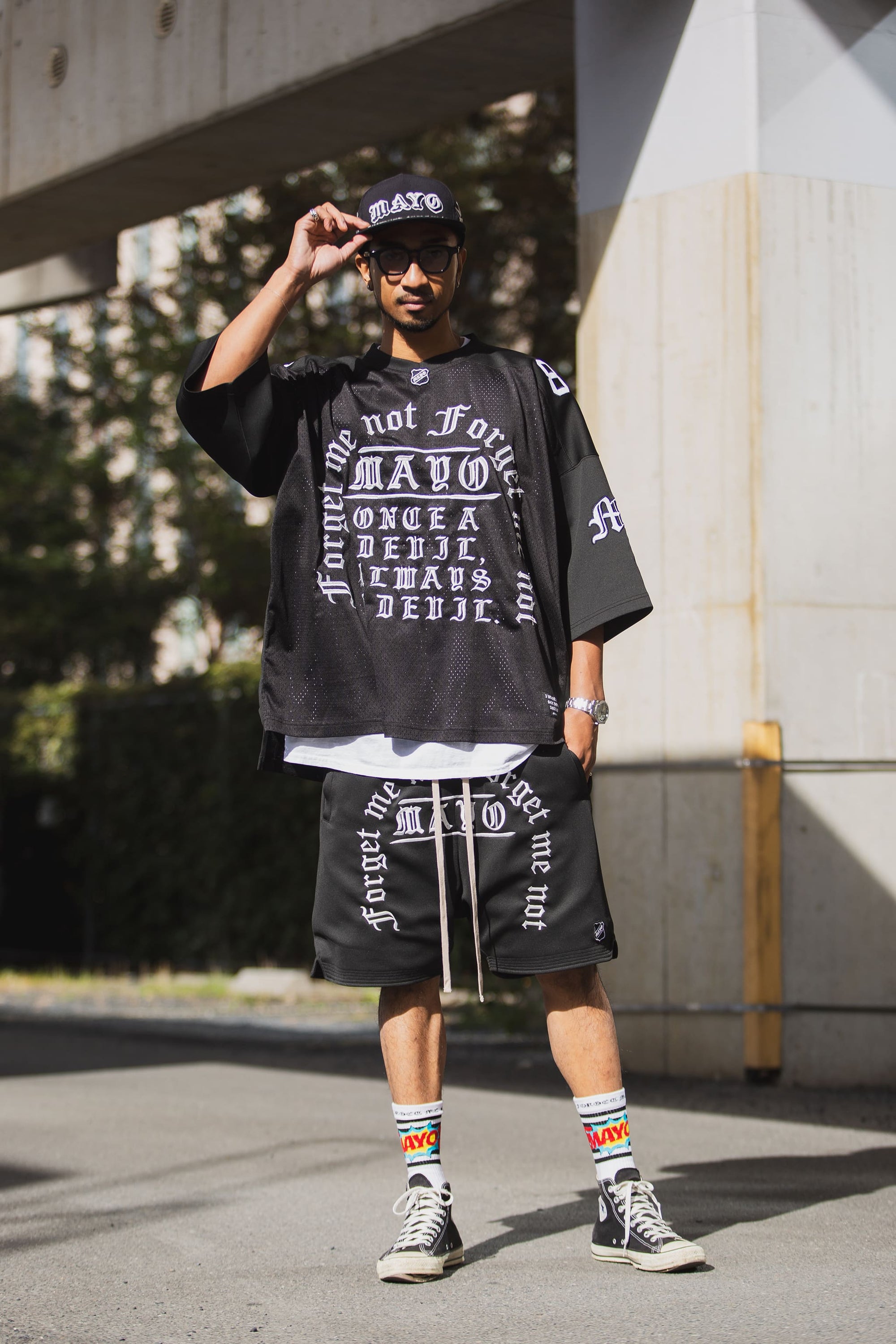 MAYO MESSAGE EMBROIDERY GAME SHORT SLEEVE SHIRT